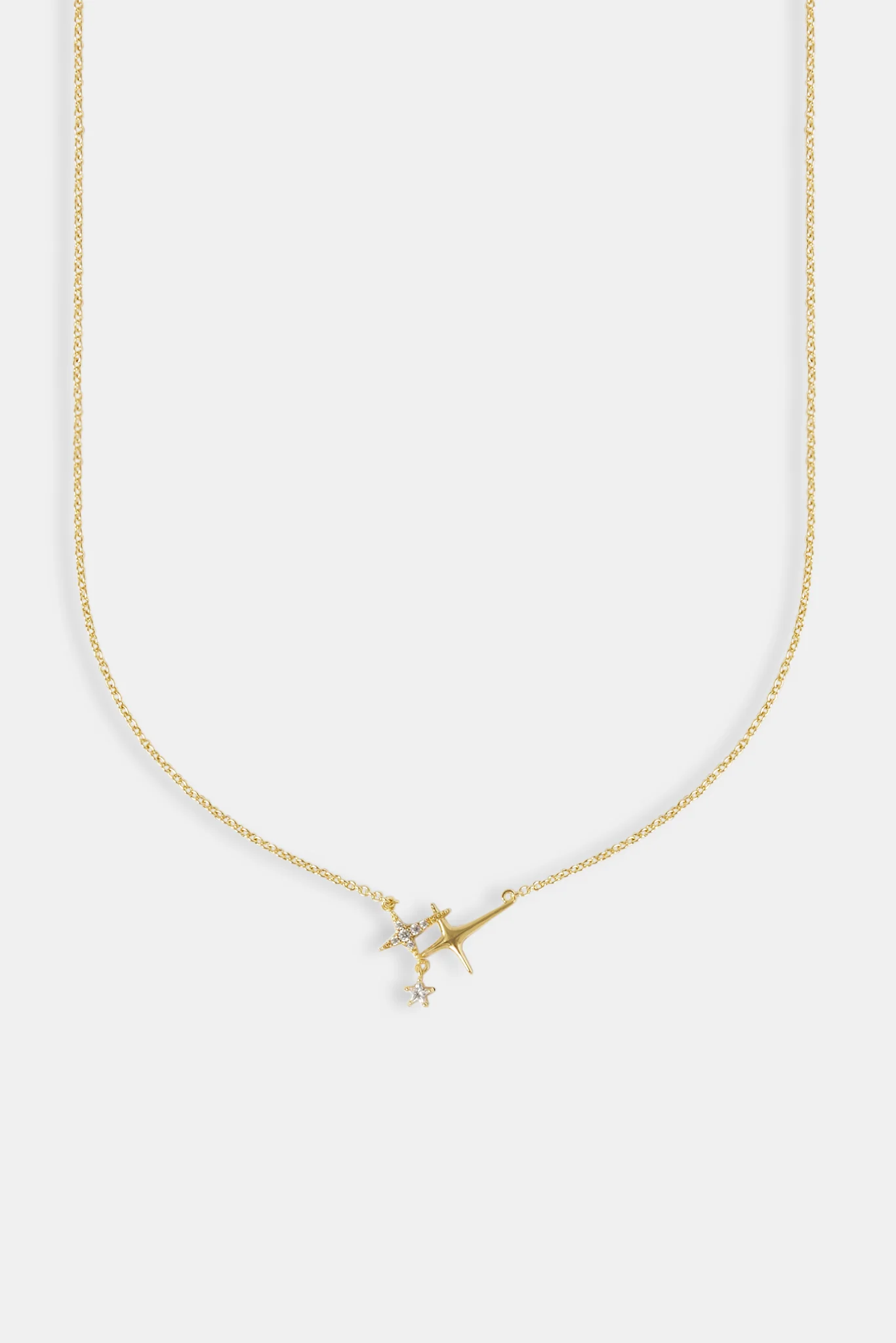 Triple Star Pendant Necklace Gold - 14mm - Image 2