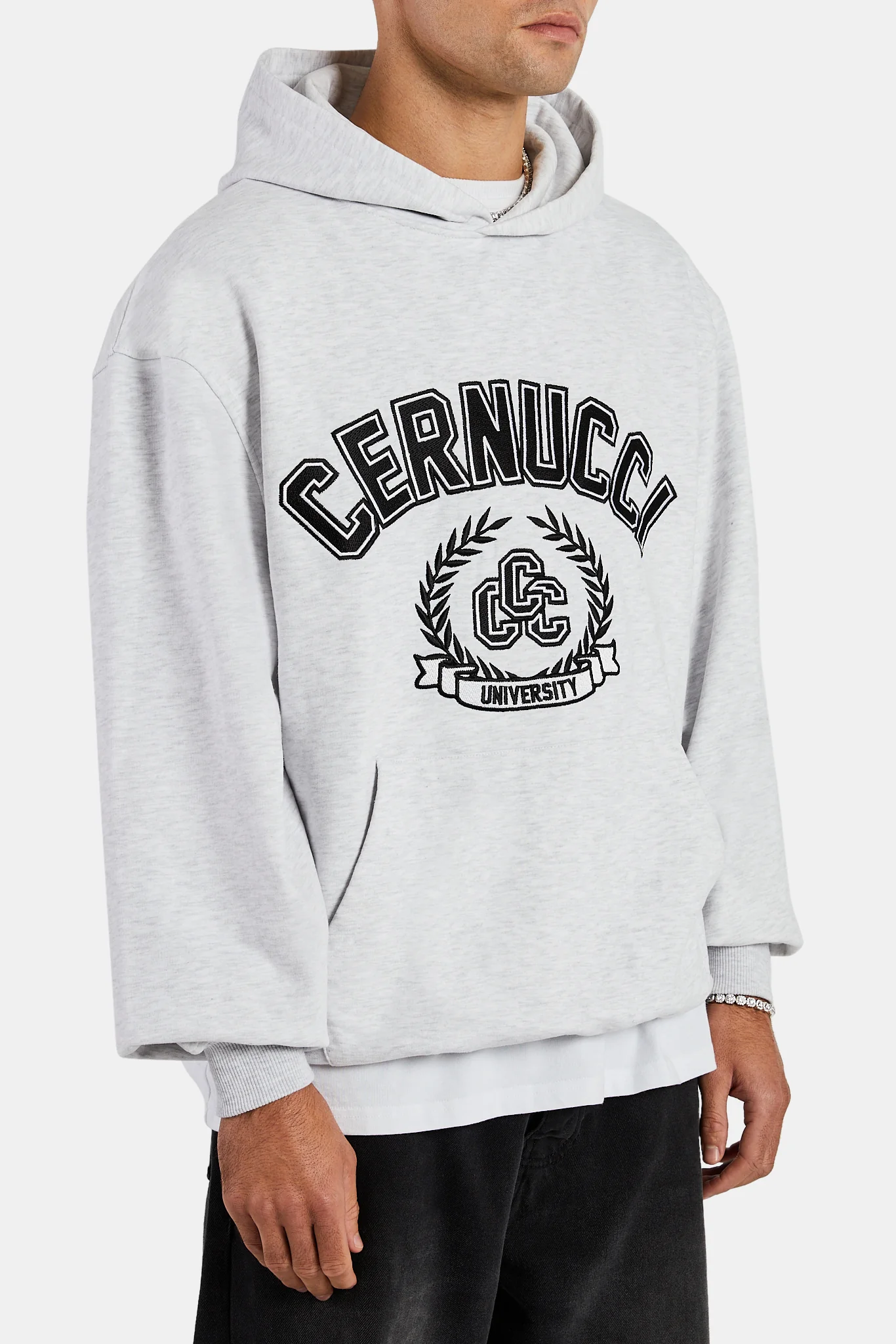 University Hoodie - Light Grey Marl - Image 3