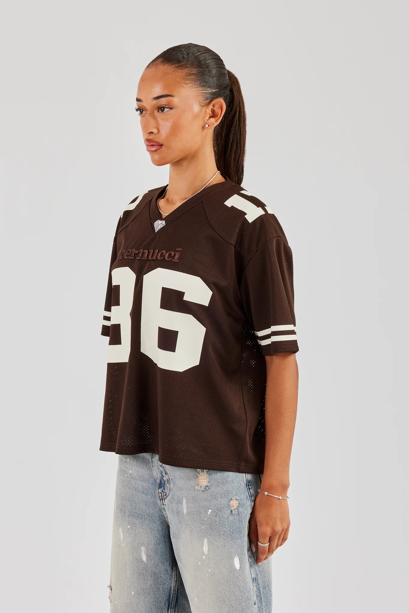 Varsity 86 Mesh Football Top - Chocolate - Image 2