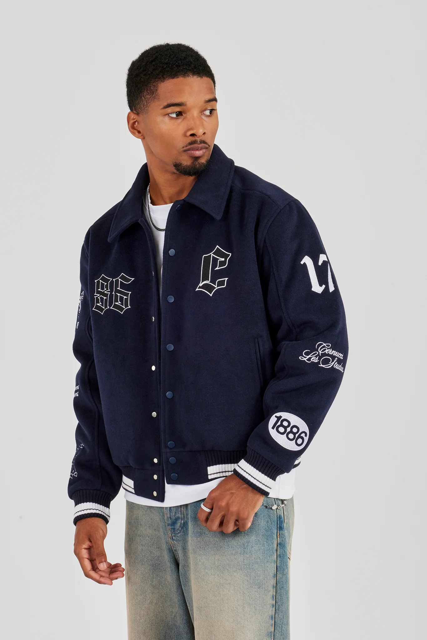 Varsity Badge Harrington Bomber - Navy - Image 3