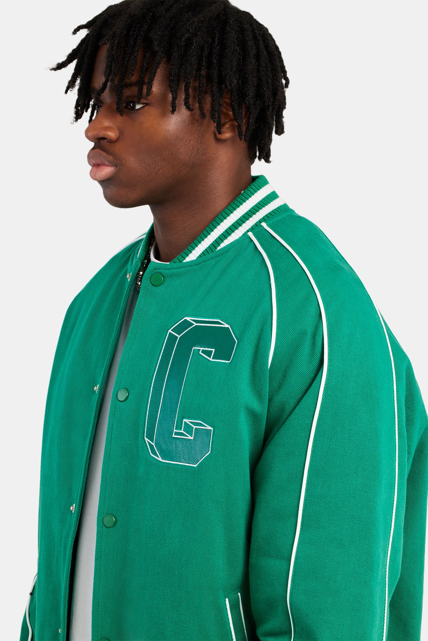 Varsity Bomber Jacket - Green - Image 4