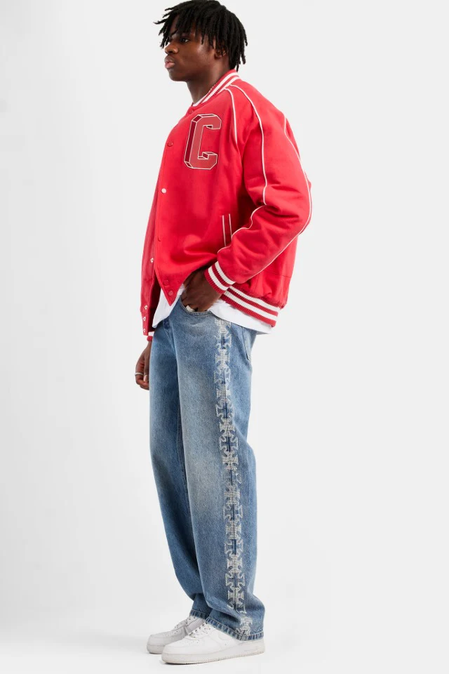 Varsity Bomber Jacket - Red - Image 4
