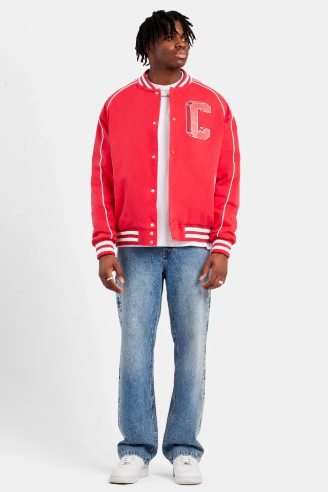 Varsity Bomber Jacket - Red - Image 5
