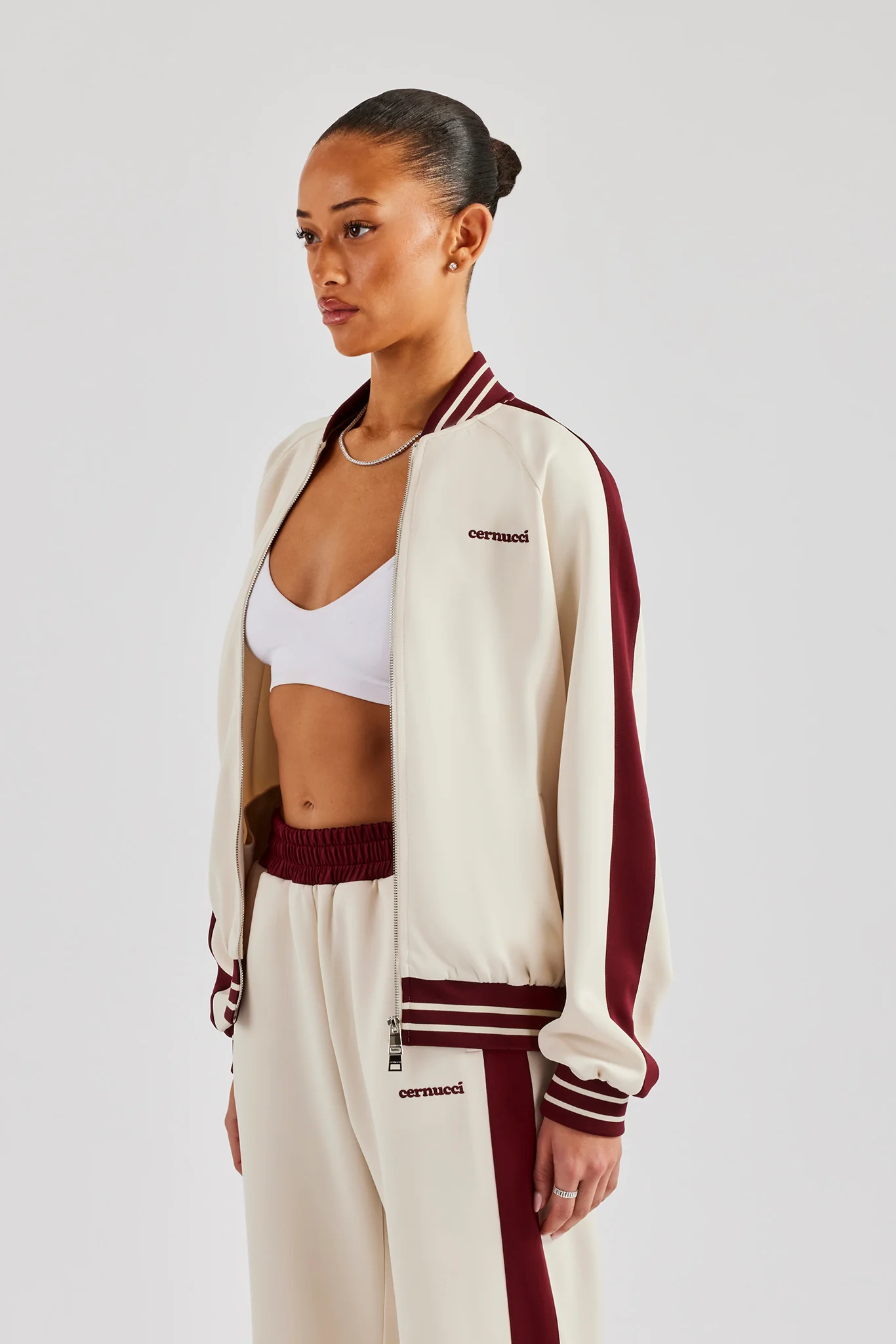 Varsity Contrast Track Jacket - Off White - Image 2