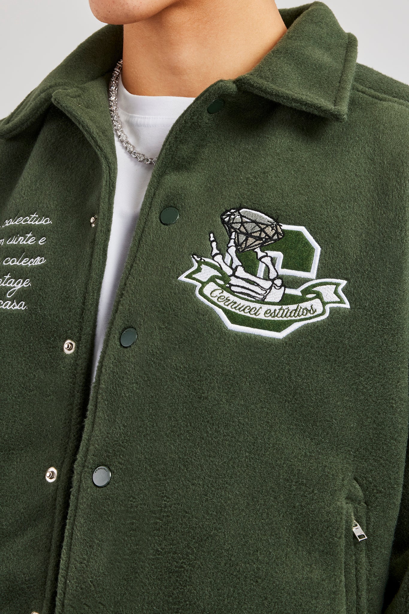Varsity Harrington Bomber Jacket - Green - Image 3