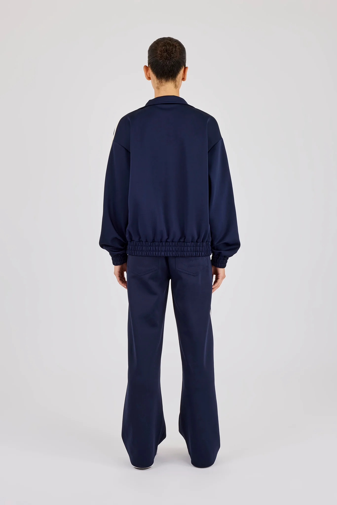 Varsity Panel Track Jacket & Wide Leg Trouser - Navy - Image 4