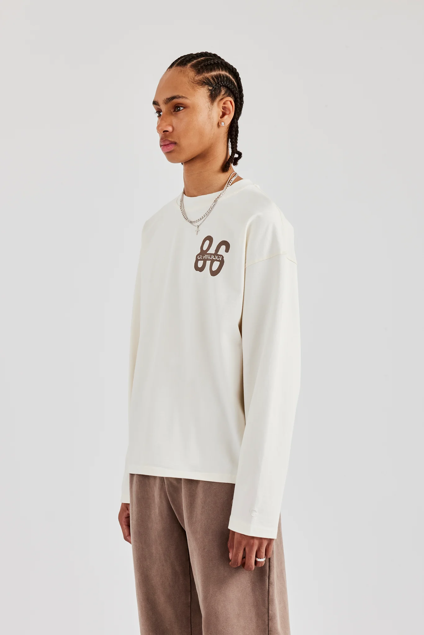 Washed 86 Long Sleeve T-Shirt - Off White - Image 4