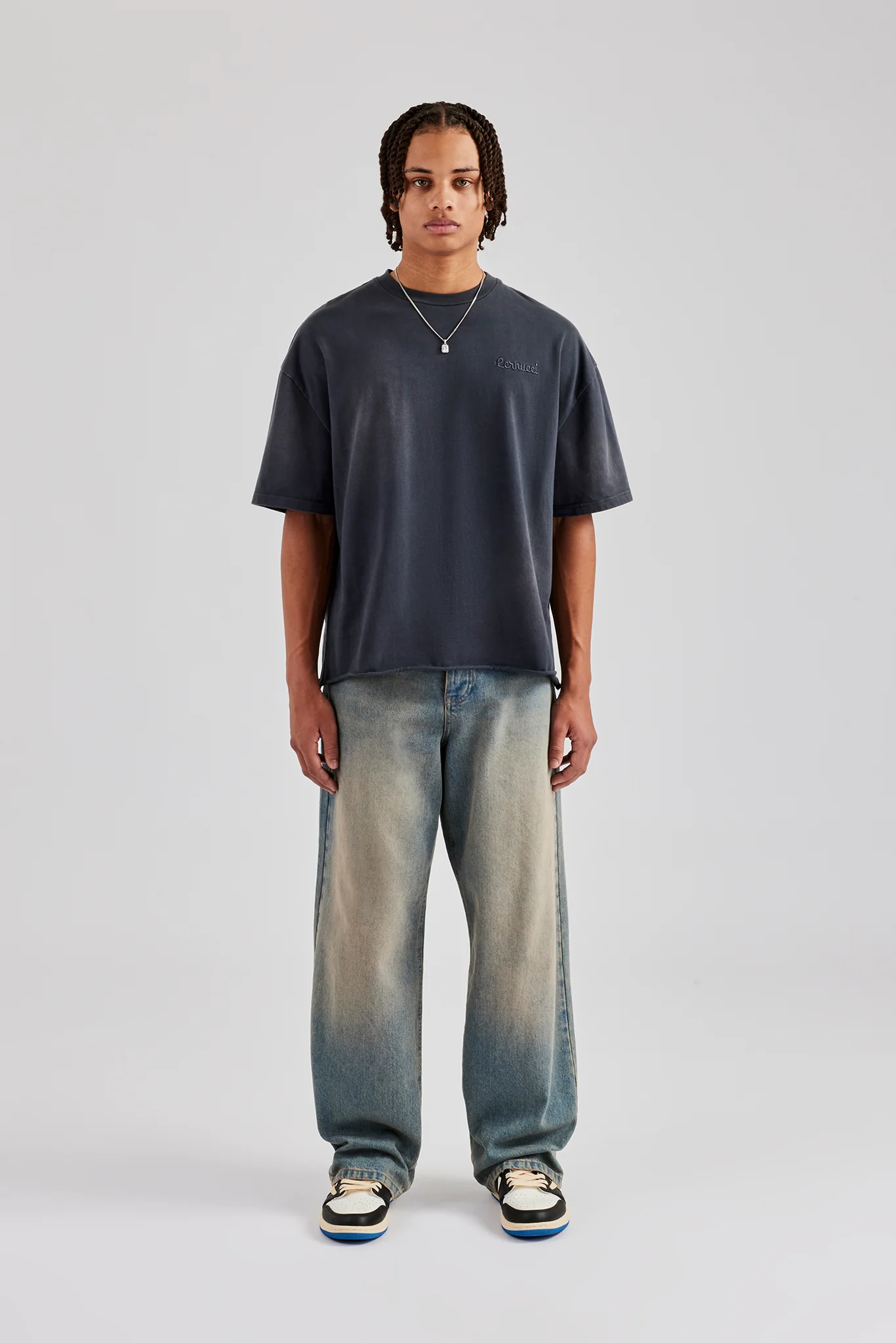 Washed Applique Boxy T-Shirt - Acid Wash - Image 4