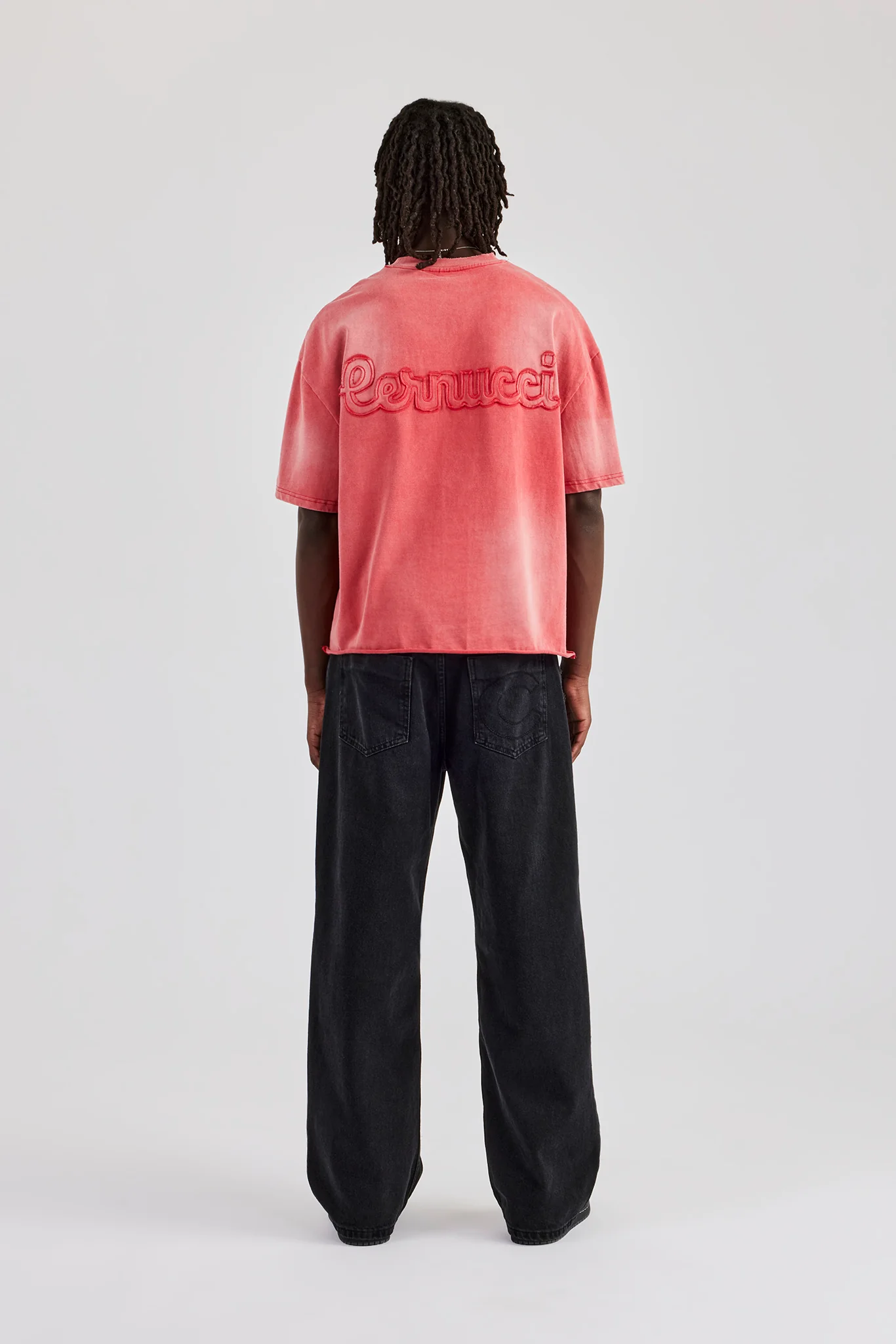 Washed Applique Boxy T-Shirt - Red - Image 4