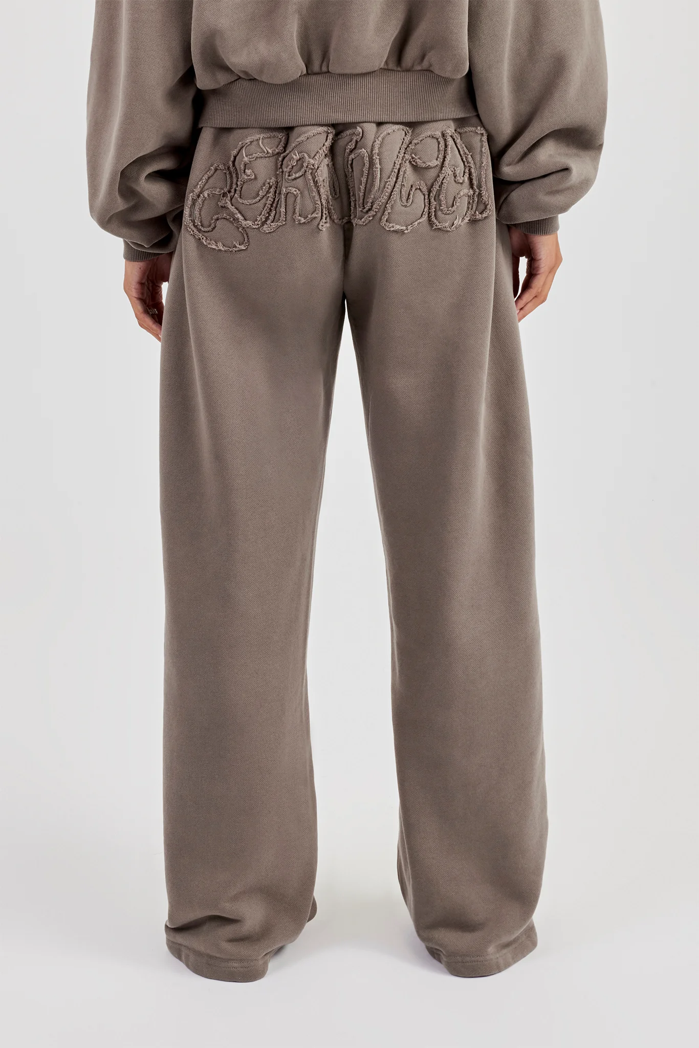 Washed Applique Logo Wide Leg Jogger - Grey - Image 2