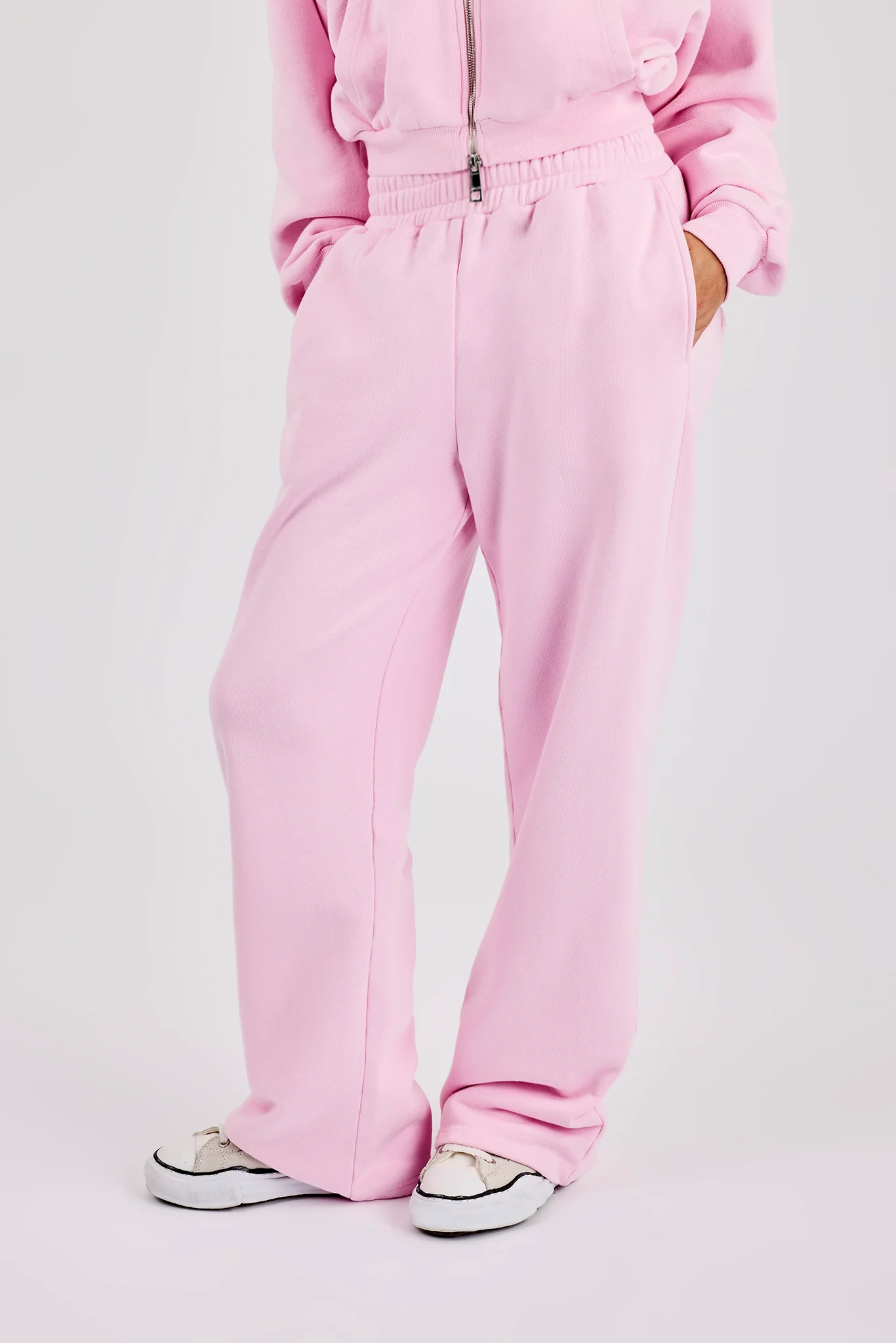 Washed Applique Logo Wide Leg Jogger - Light Pink