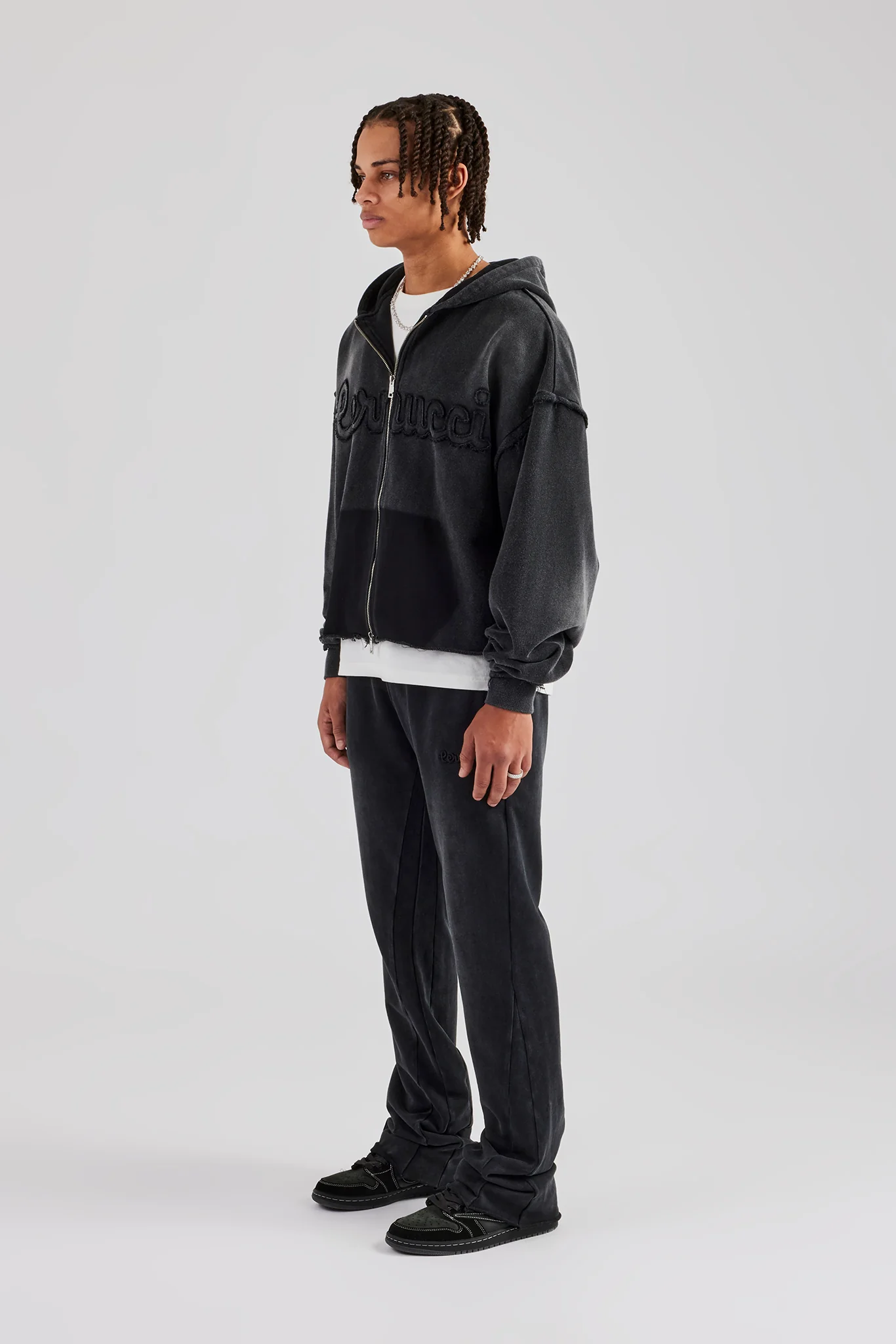 Washed Applique Zip Through Tracksuit - Acid Wash - Image 2