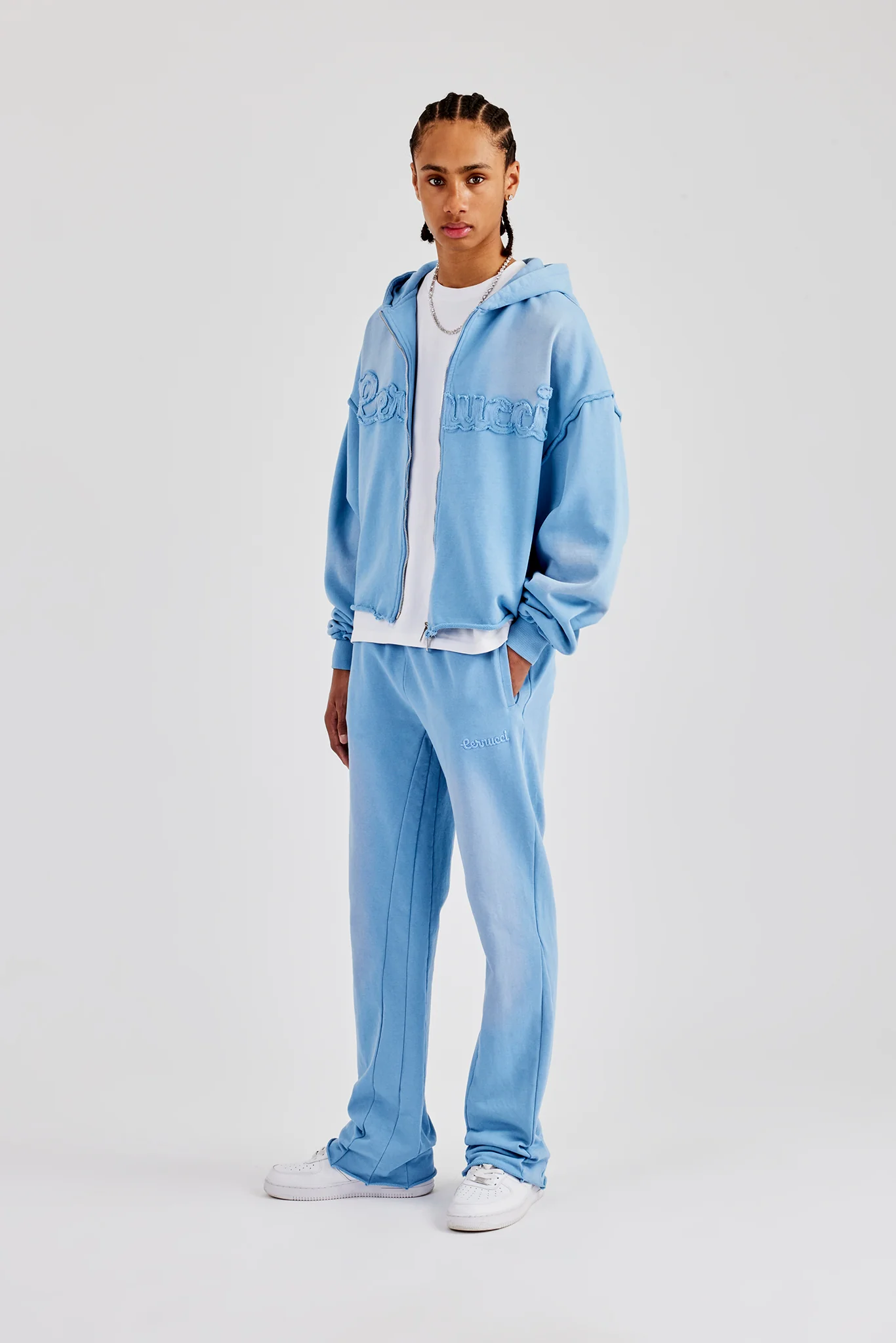 Washed Applique Zip Through Tracksuit - Blue - Image 2