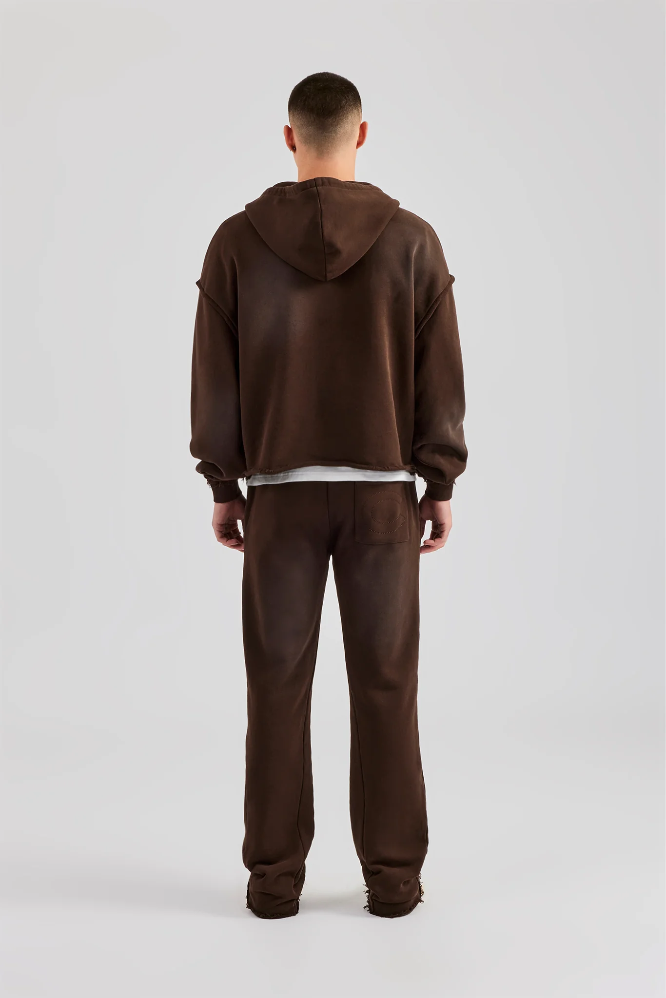 Washed Applique Zip Through Tracksuit - Chocolate - Image 2