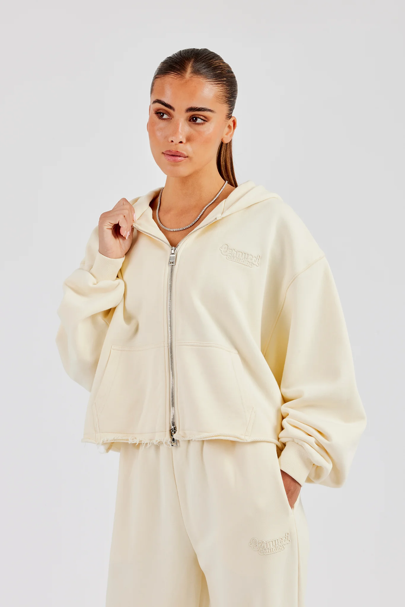 Washed Boxy Fit Zip Through Hoodie - Butter Yellow - Image 2