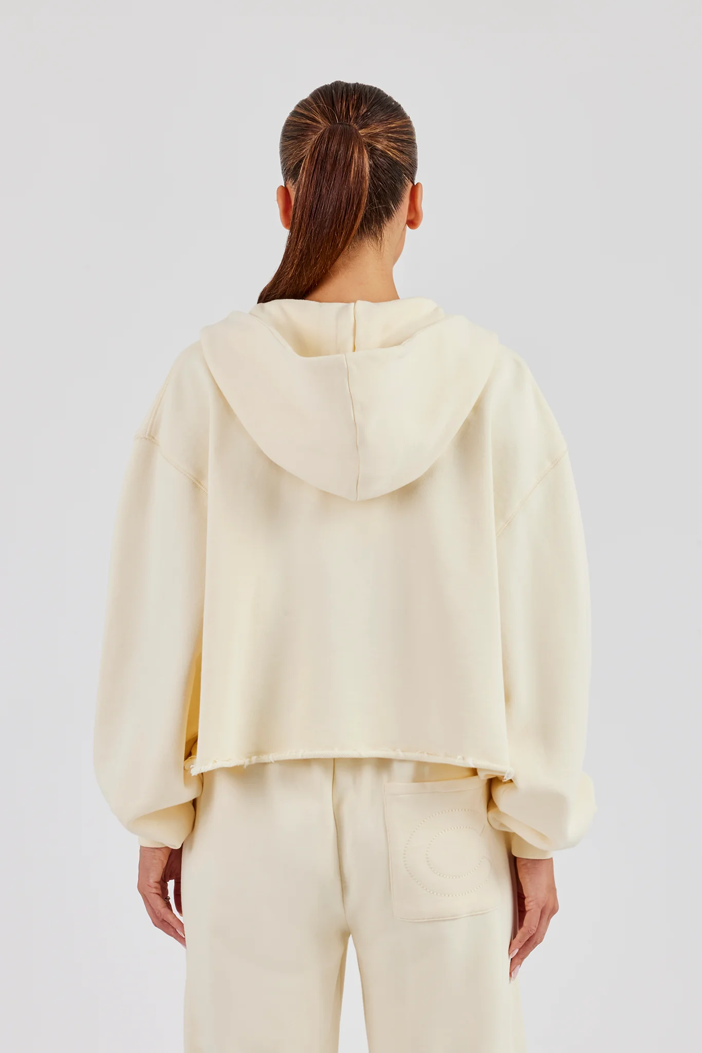Washed Boxy Fit Zip Through Hoodie - Butter Yellow - Image 4
