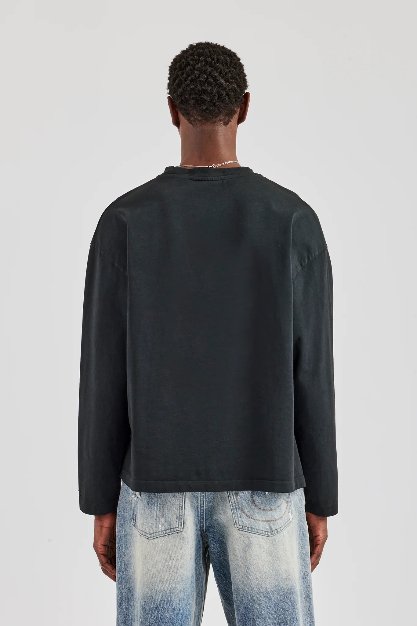 Washed Cernucci Long Sleeve T-Shirt - Black - Image 4