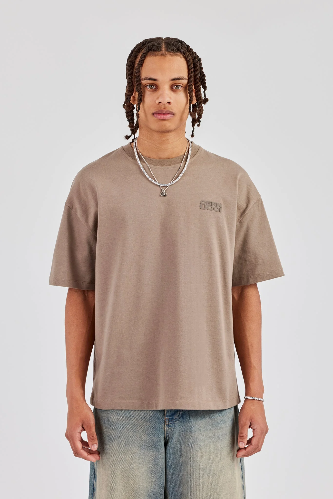 Washed Cernucci Print T-Shirt - Taupe - Image 2