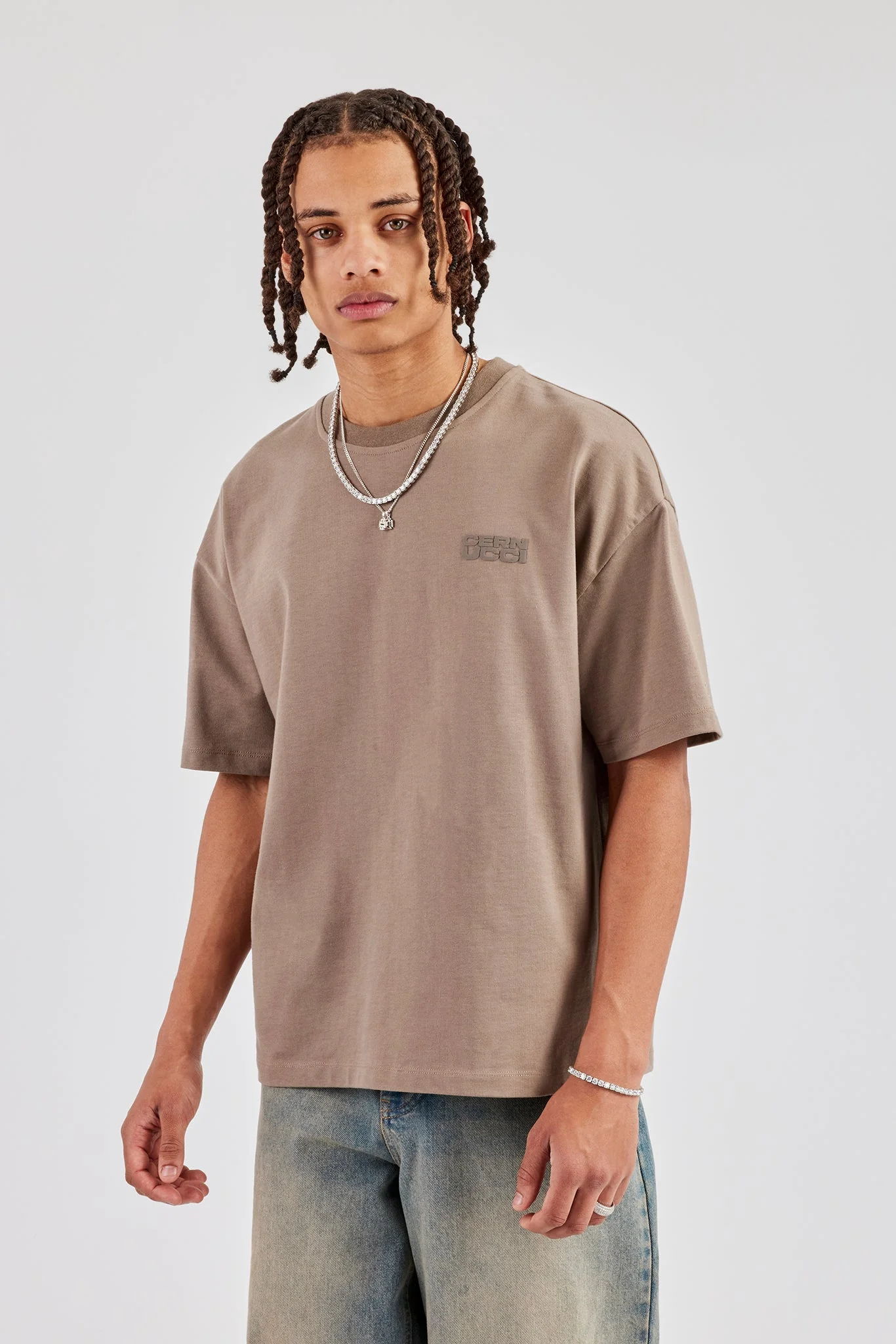 Washed Cernucci Print T-Shirt - Taupe - Image 5