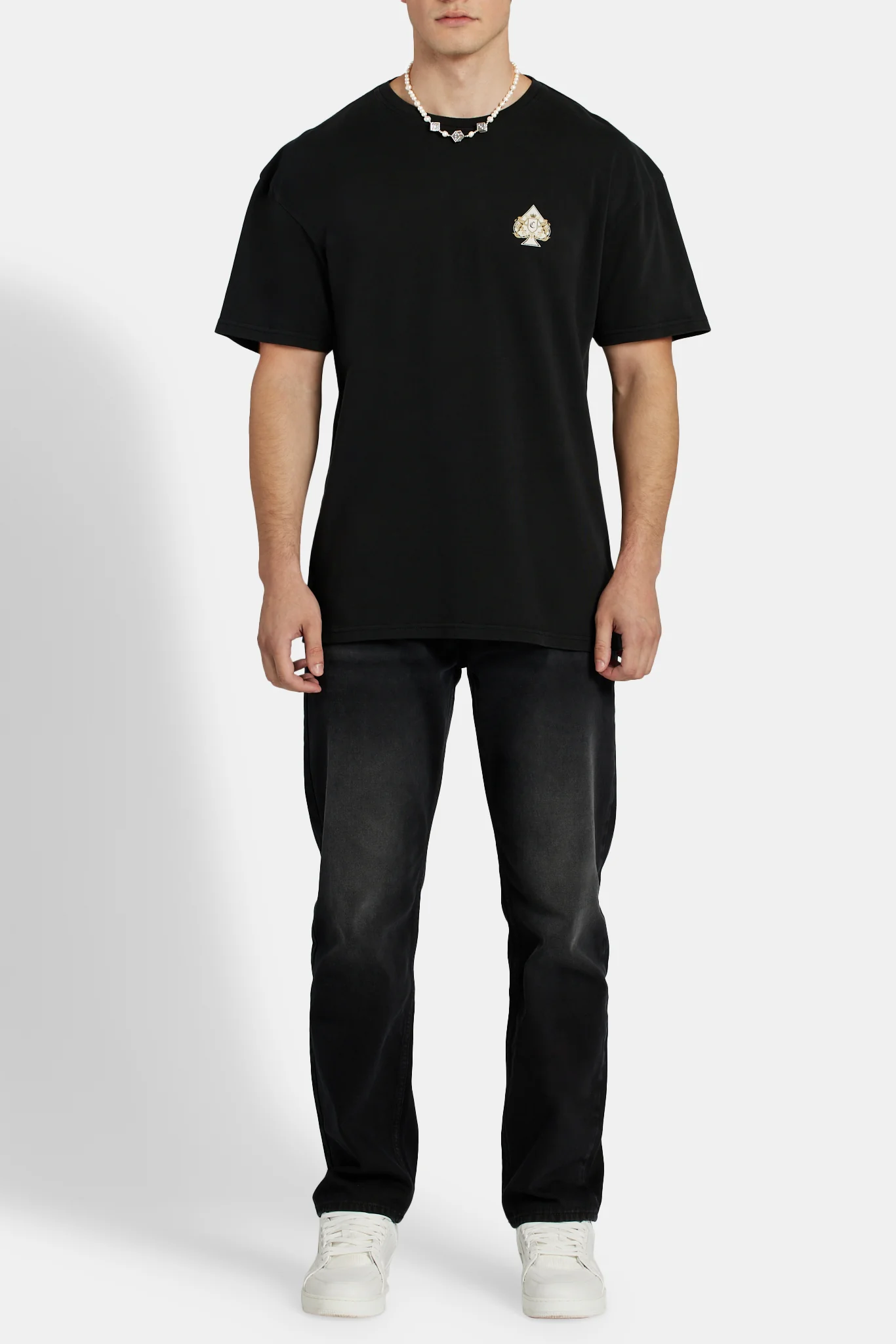 Washed Cernucci Spade Playing Card Oversized T-Shirt - Black - Image 4