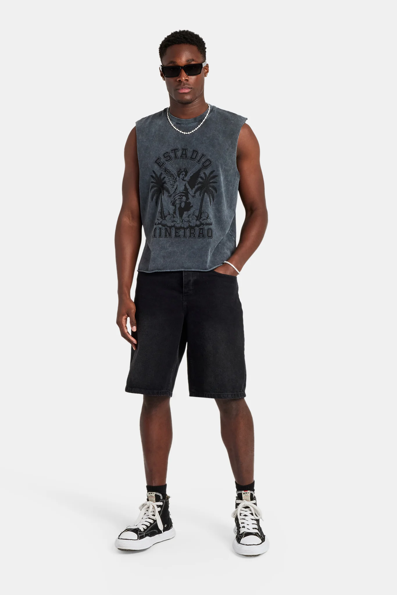 Washed Cherub Boxy Fit Tank - Washed Black - Image 4