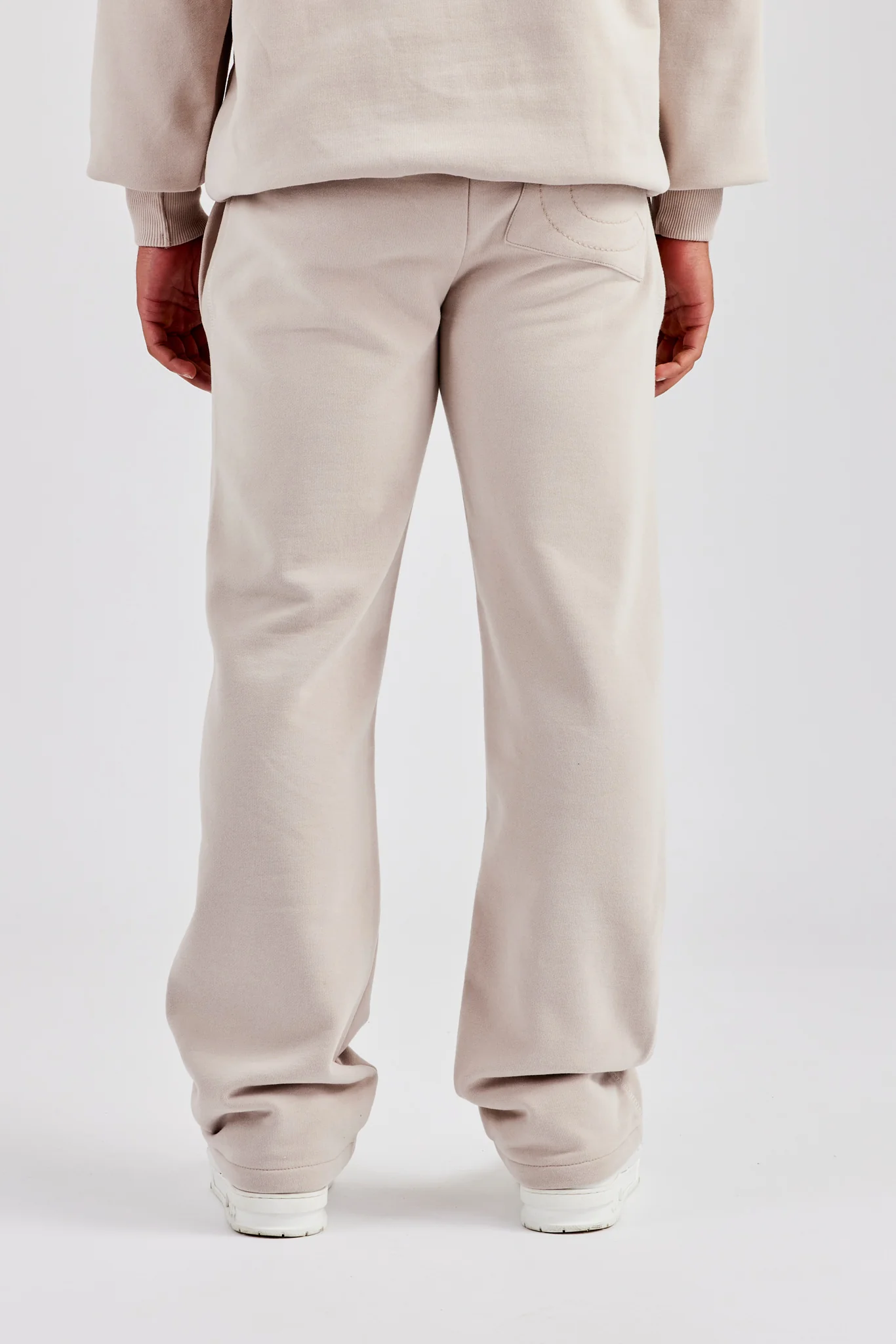 Washed Contrast Stitch Pearl Jogger - Stone - Image 4