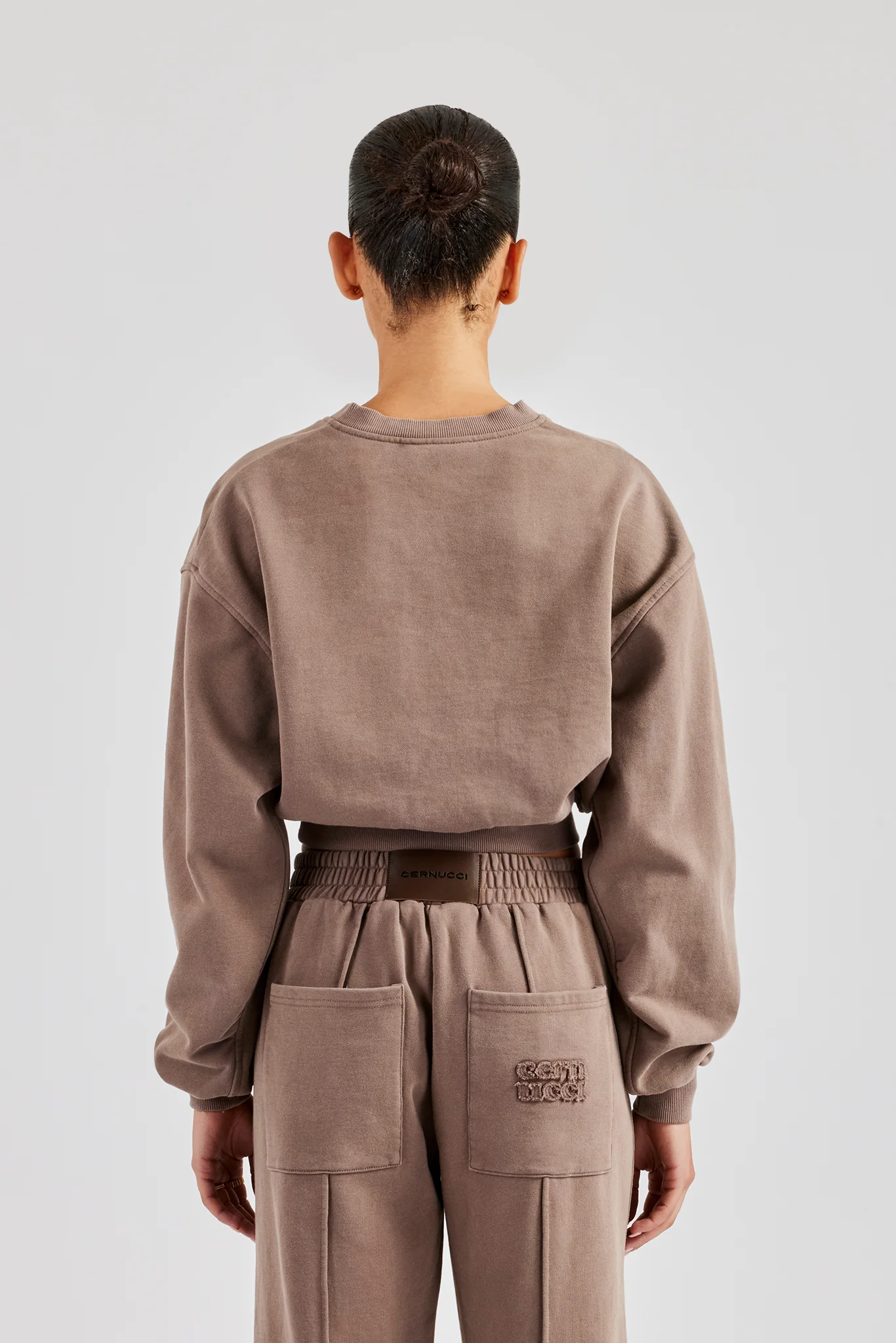Washed Cropped V Neck Sweat - Mauve - Image 3