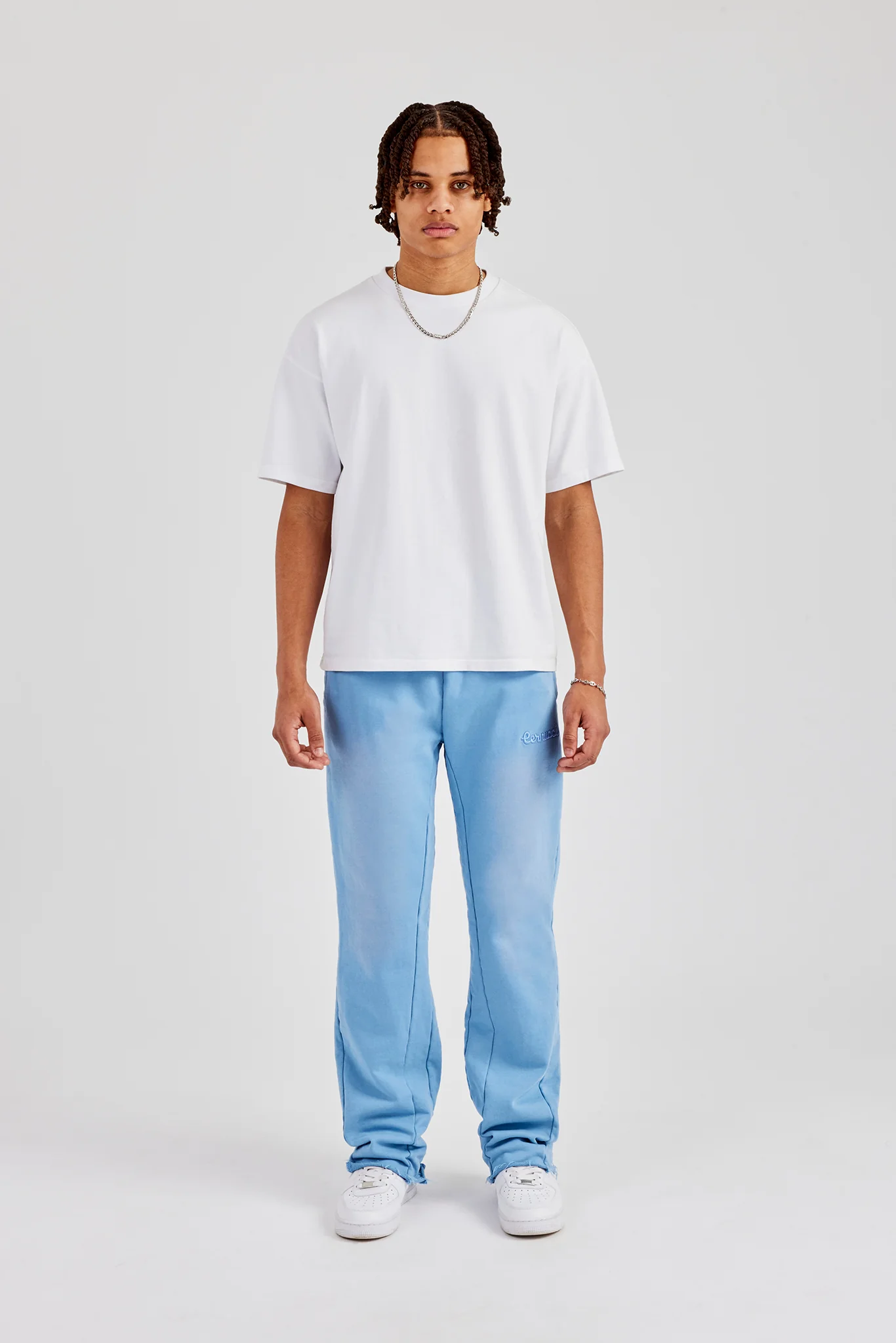 Washed Fit Flare Panelled Jogger - Blue - Image 5