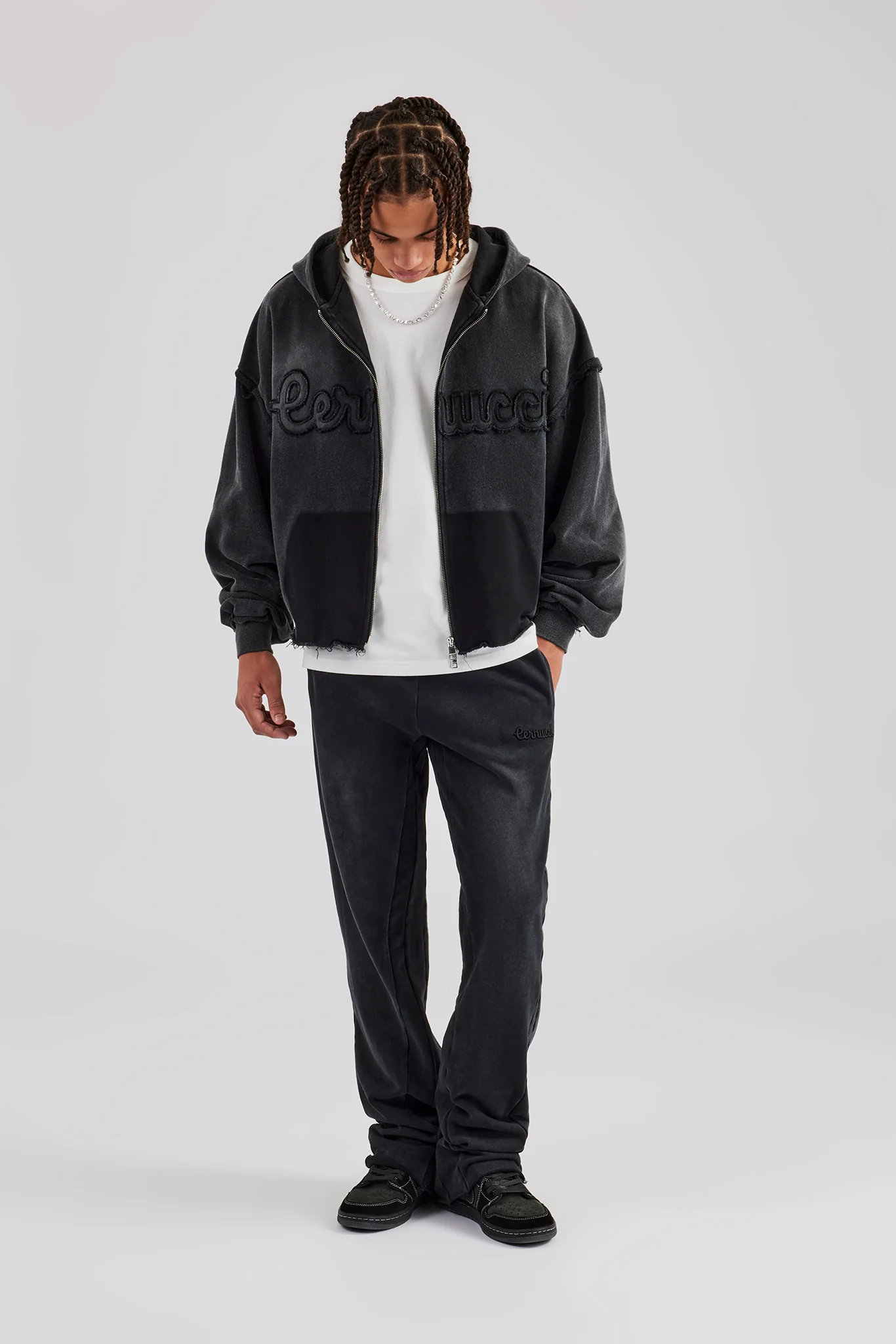 Washed Flare Fit Panelled Jogger - Acid Wash - Image 2