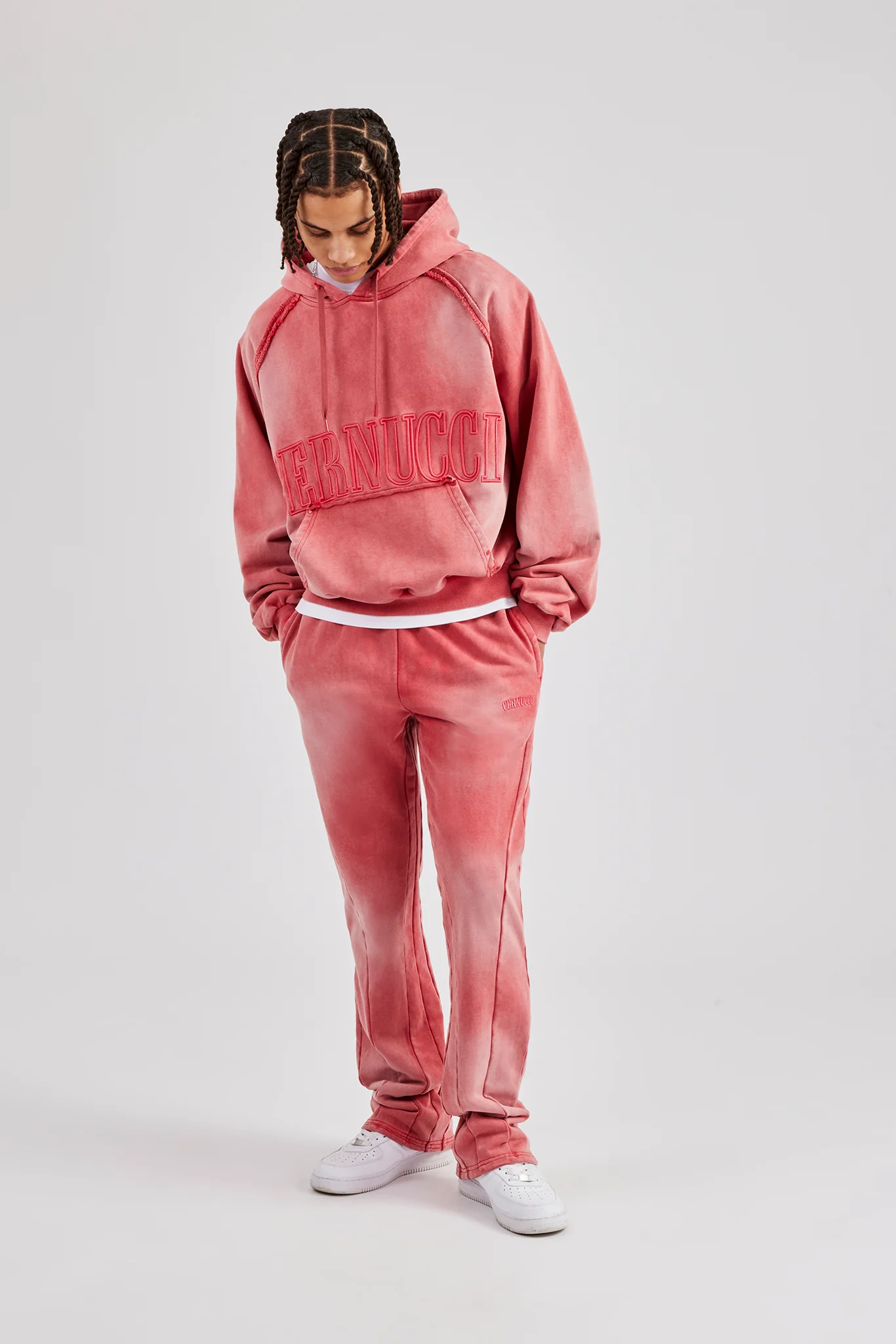 Washed Flared Drawcord Jogger - Washed Red - Image 5