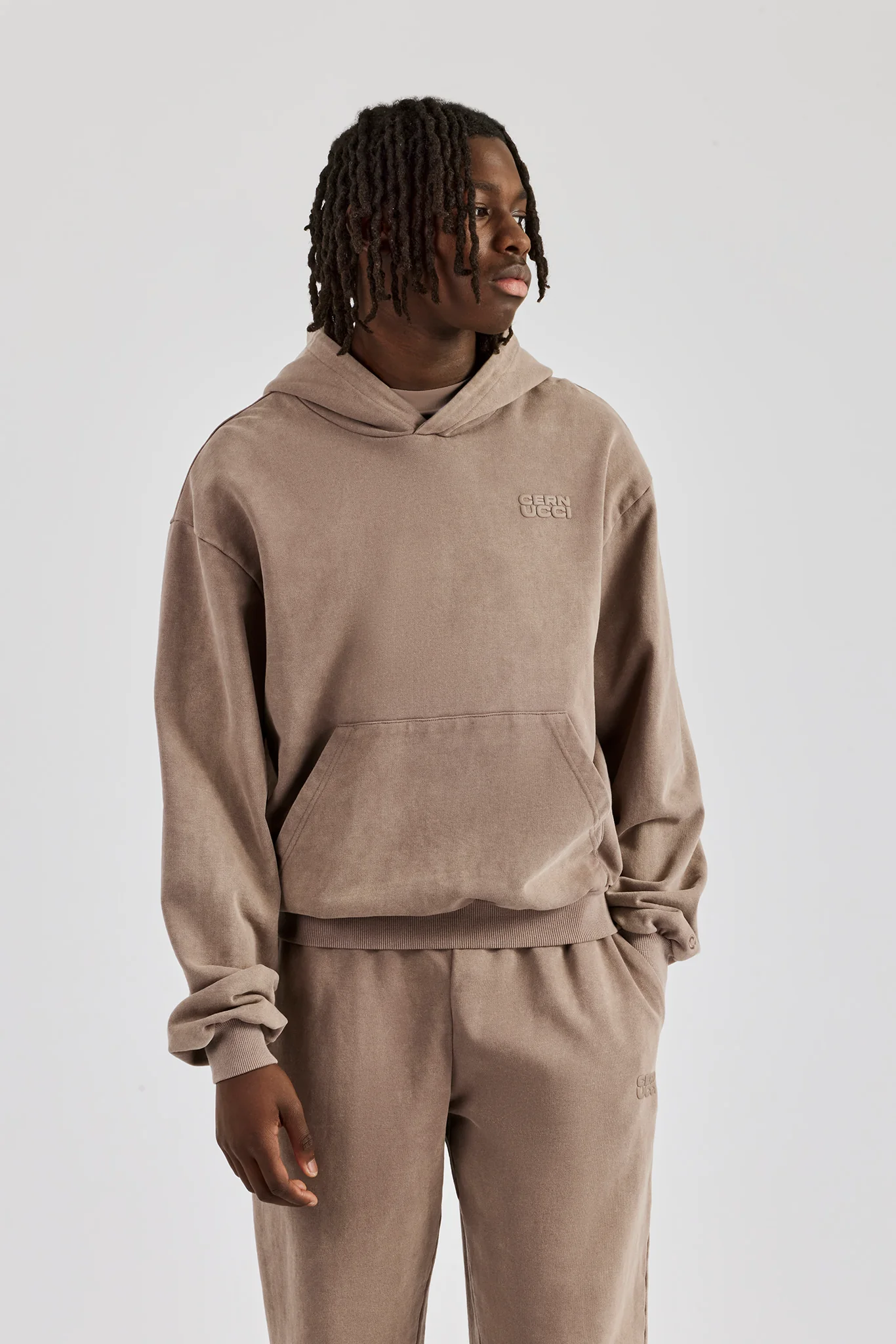 Washed Hooded Tracksuit - Taupe - Image 4