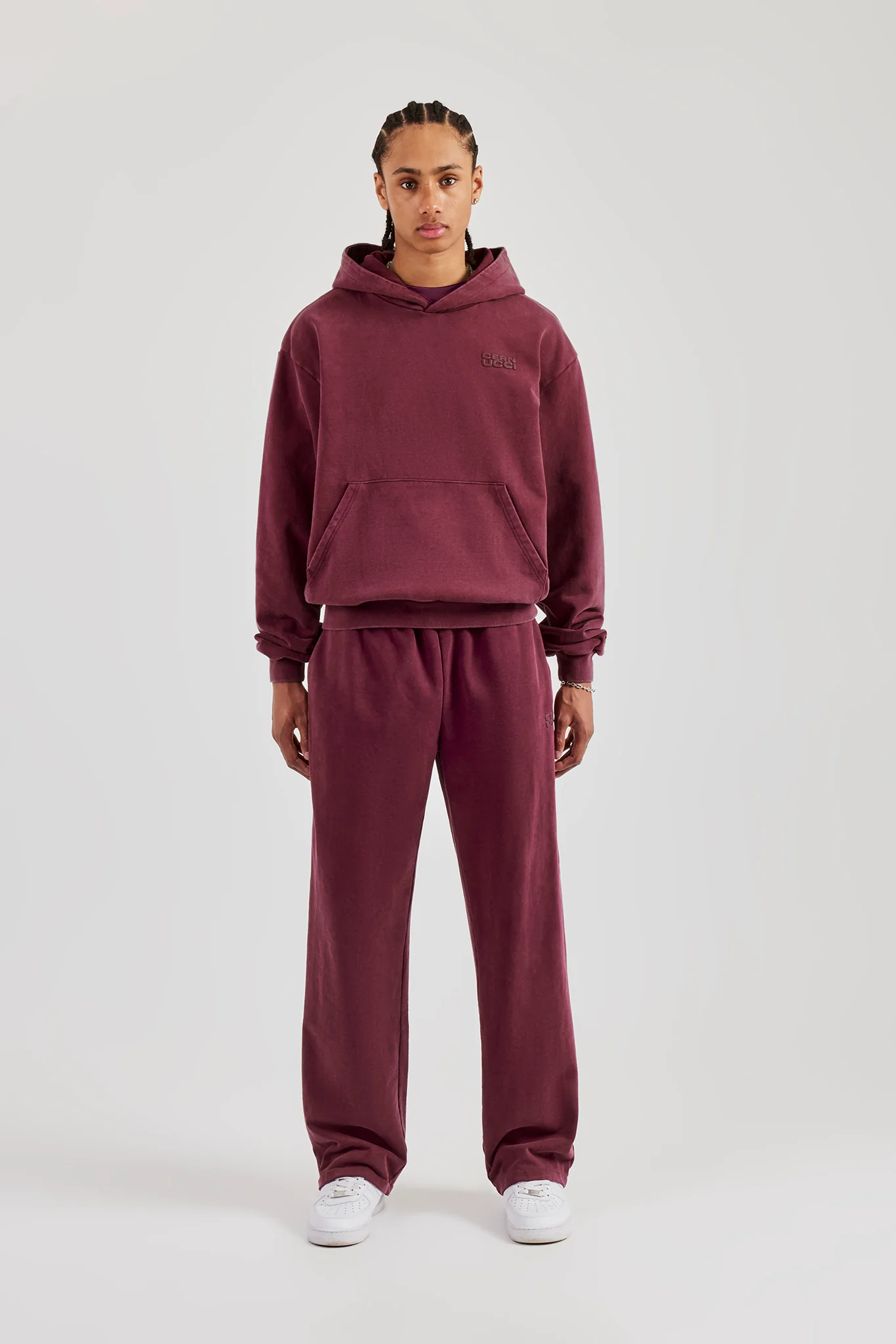 Washed Hoodie - Burgundy - Image 4