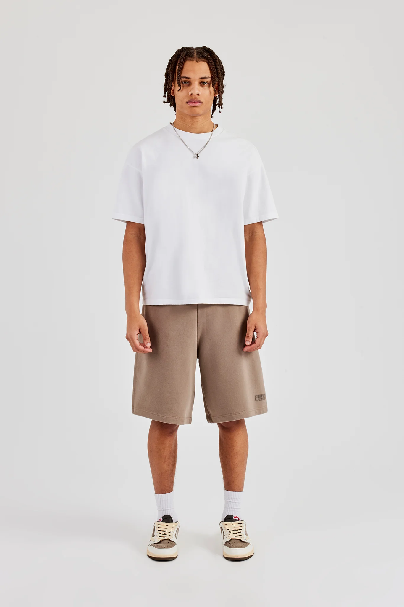 Washed Jersey Jort - Taupe - Image 4