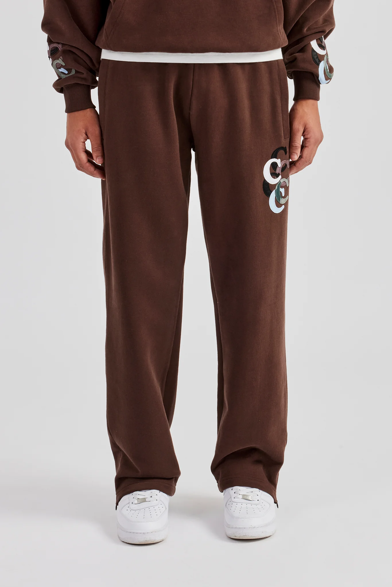 Washed Layered Applique Tracksuit - Chocolate - Image 10