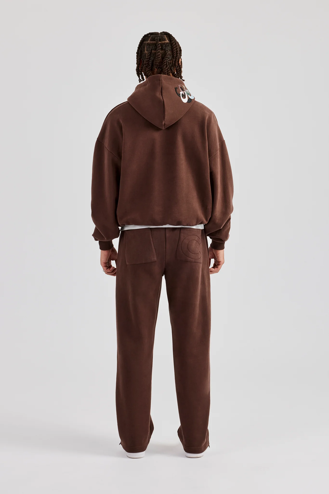 Washed Layered Applique Tracksuit - Chocolate - Image 9