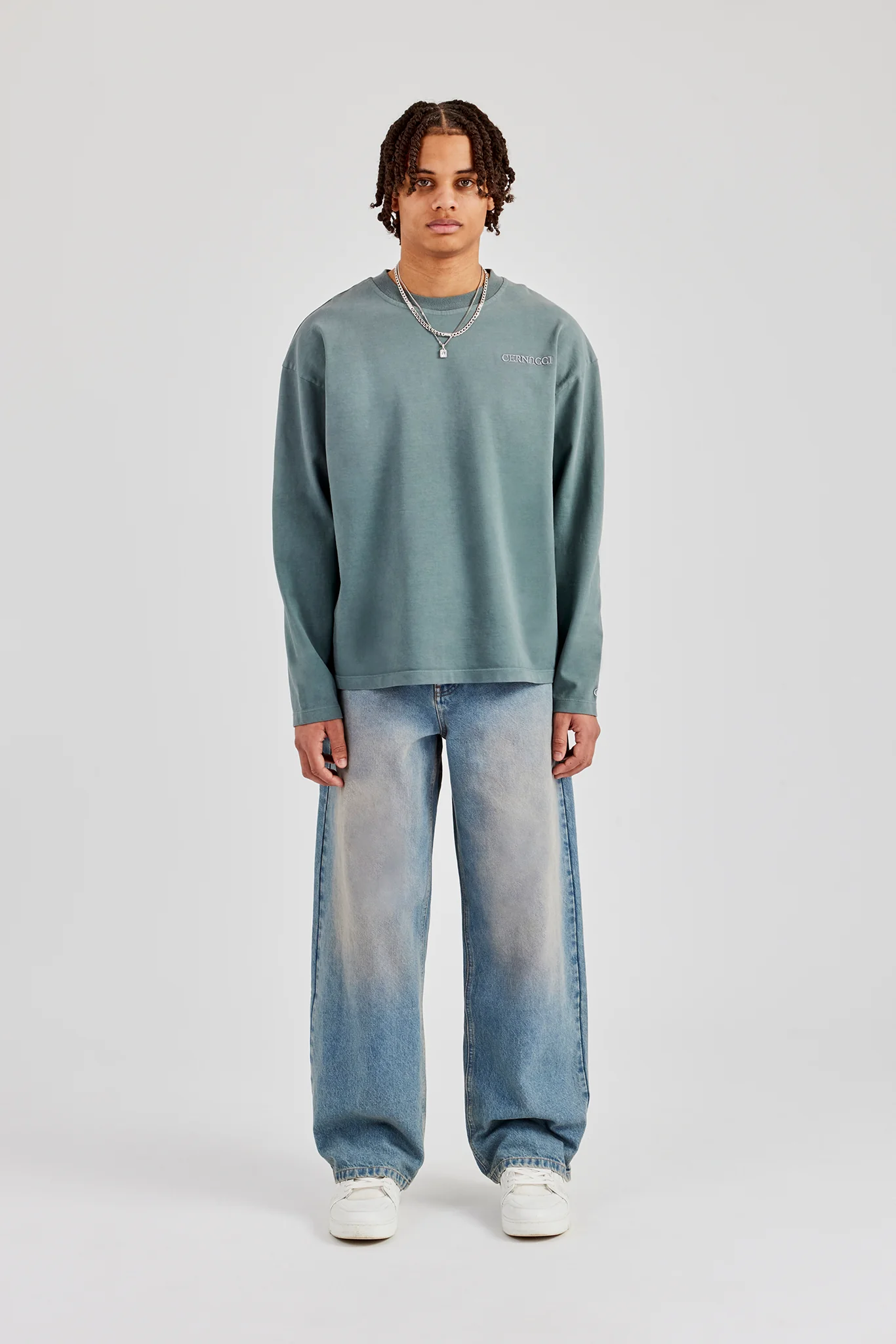 Washed Logo Long Sleeve T-Shirt - Grey - Image 5