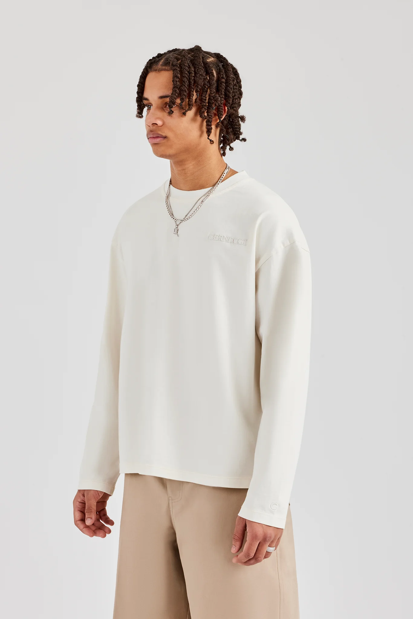 Washed Logo Long Sleeve T-Shirt - Stone - Image 2
