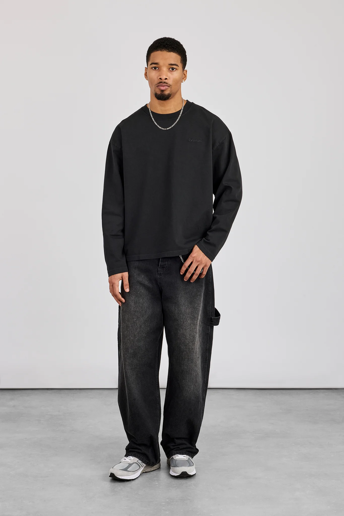 Washed Long Sleeve T-Shirt - Black - Image 4