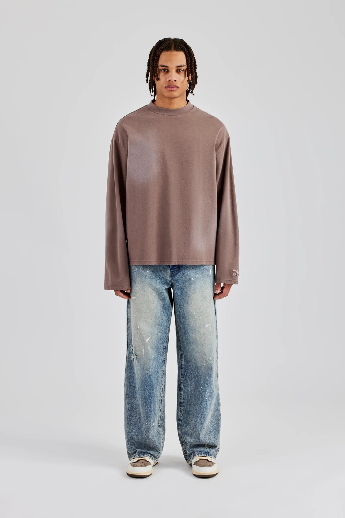 Washed Long Sleeve T-Shirt - Taupe - Image 2