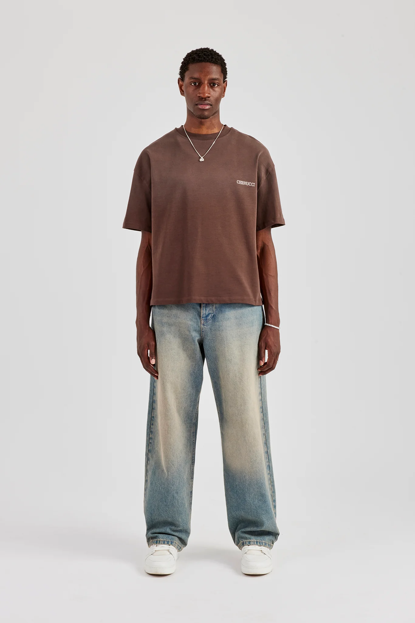 Washed 'Nothing But' Boxy T-Shirt Chocolate - Image 3