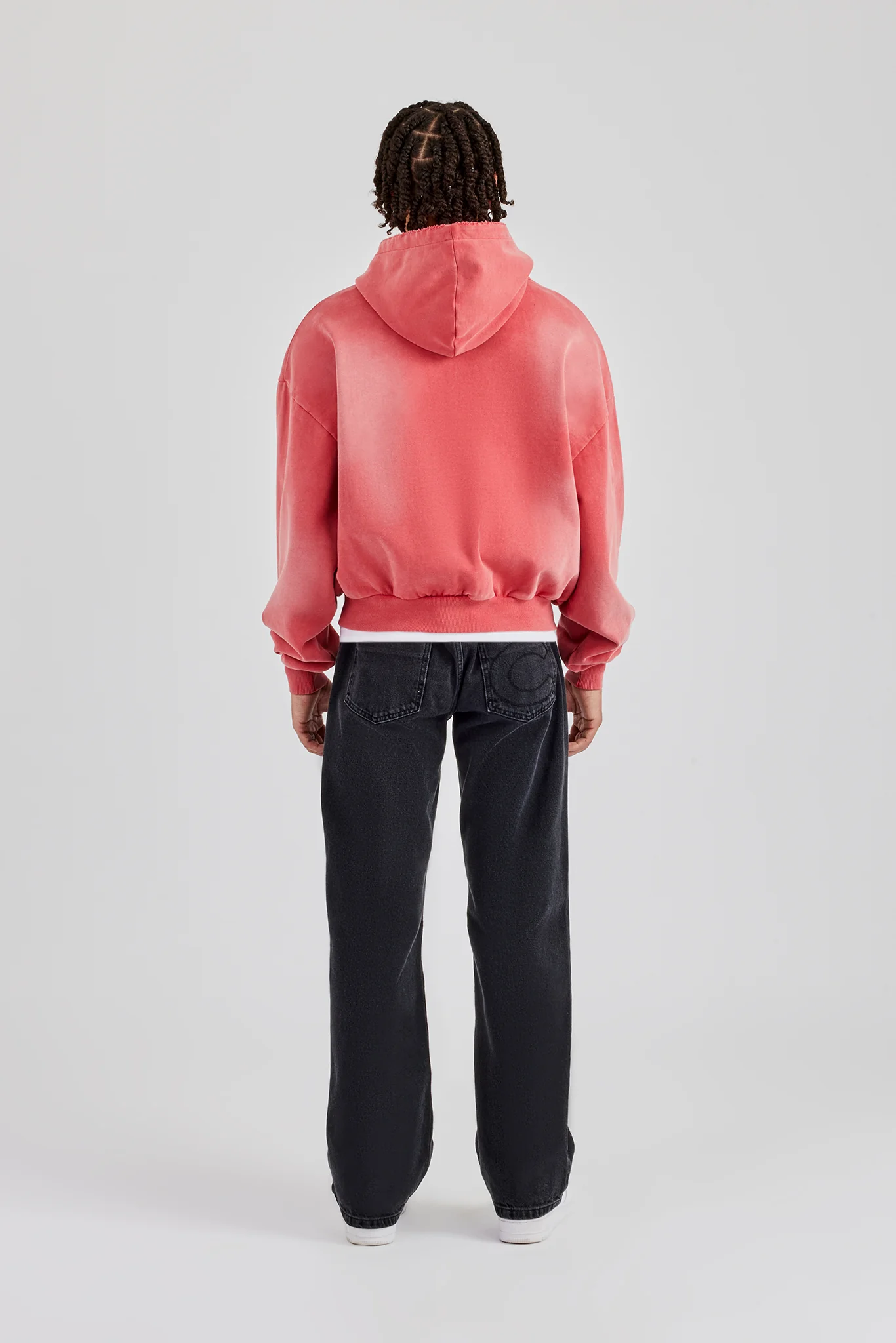 Washed Pocket Boxy Hoodie - Red - Image 2
