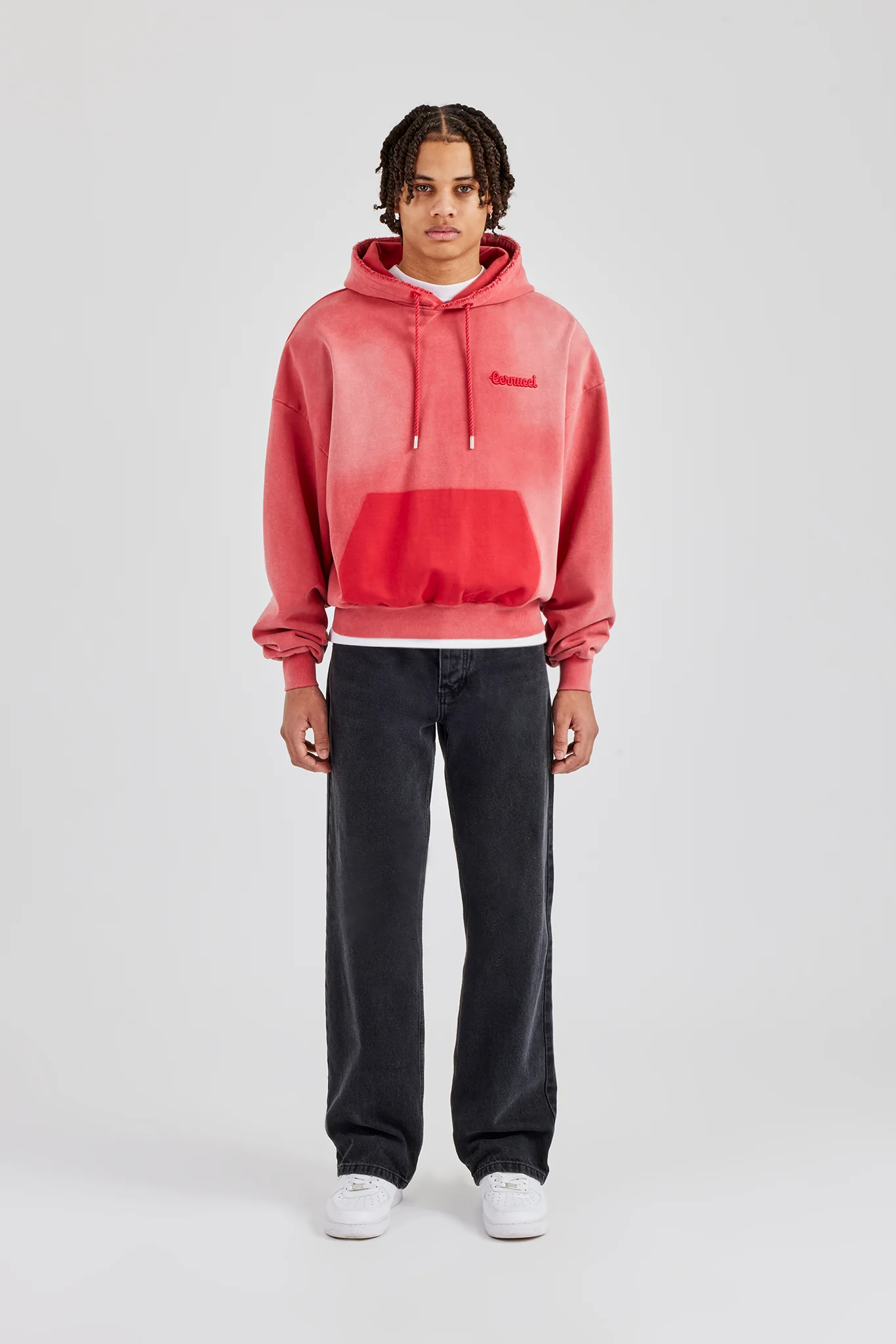 Washed Pocket Boxy Hoodie - Red - Image 4