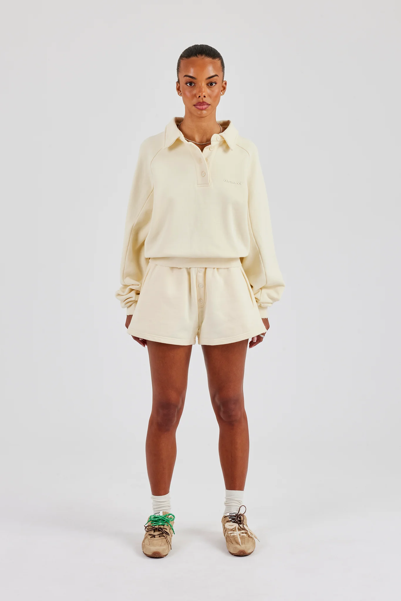Washed Polo Sweatshirt & Short - Butter Yellow - Image 2