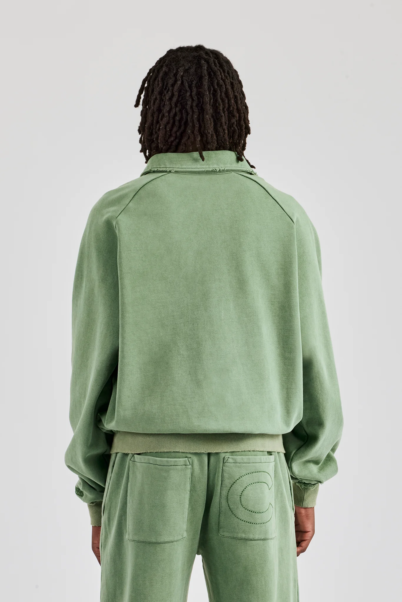 Washed Polo Sweatshirt - Washed Green - Image 4
