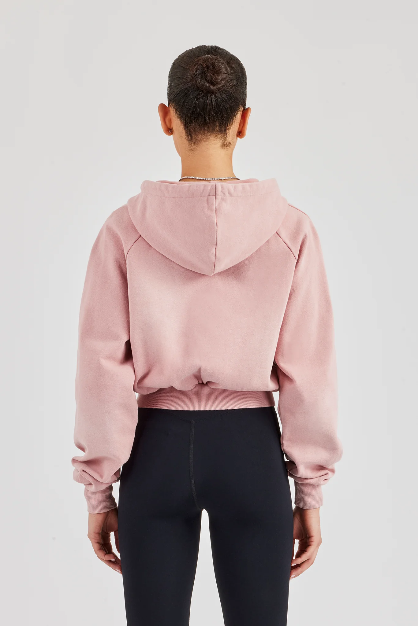 Washed Raglan Zip Through Hoodie - Pink - Image 4
