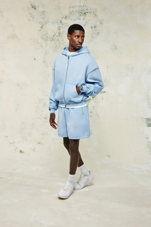 Washed Relaxed Fit Jersey Short - Light Blue - Image 2