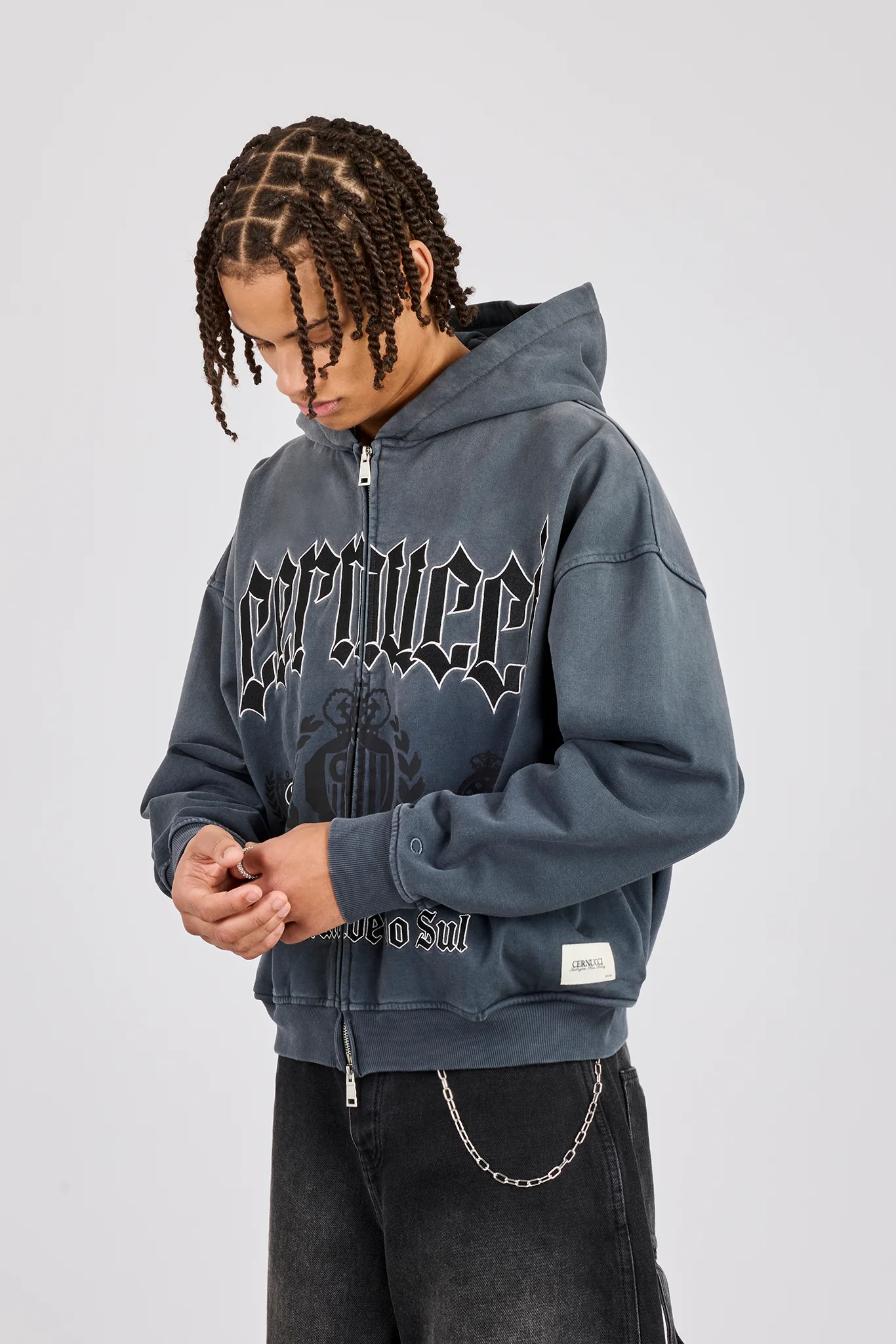 Washed Rio Grande do Sul Zip Hoodie - Charcoal