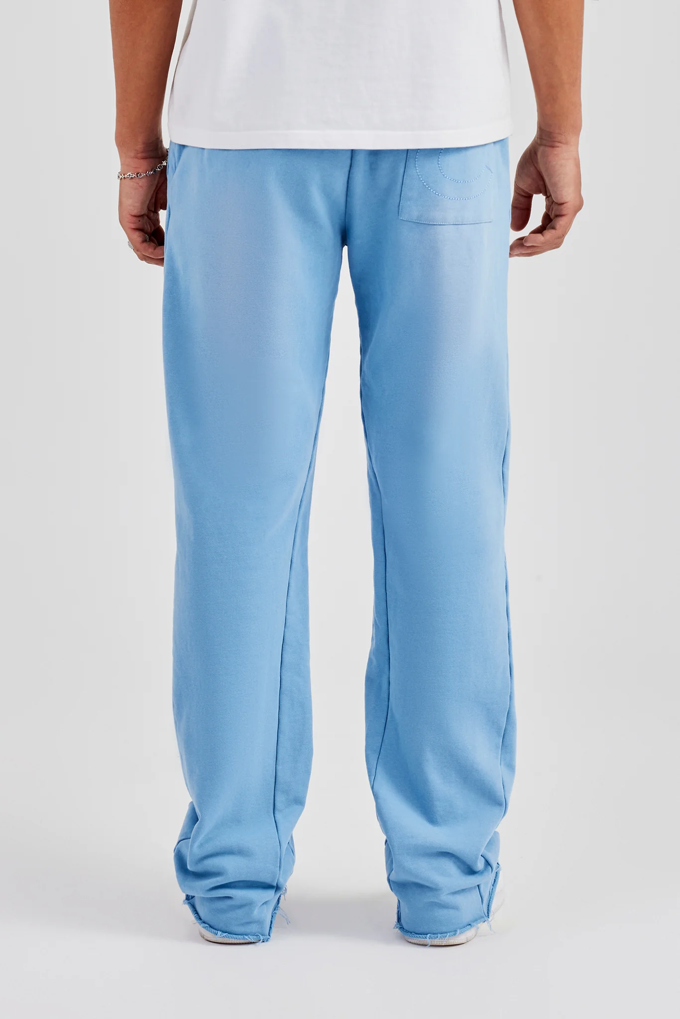 Washed Slim Flare Joggers - Blue - Image 3