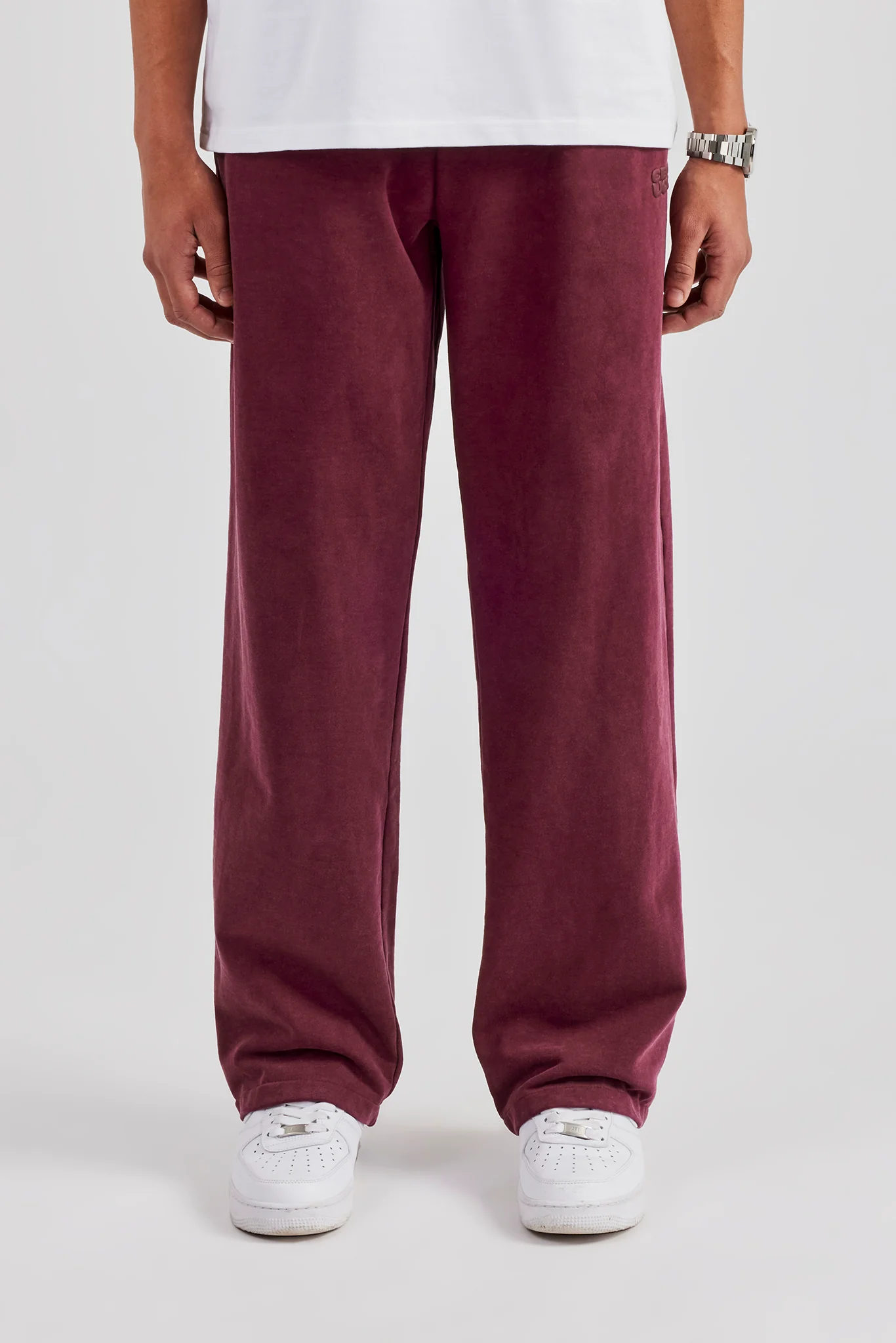 Washed Straight Leg Jogger - Burgundy - Image 2
