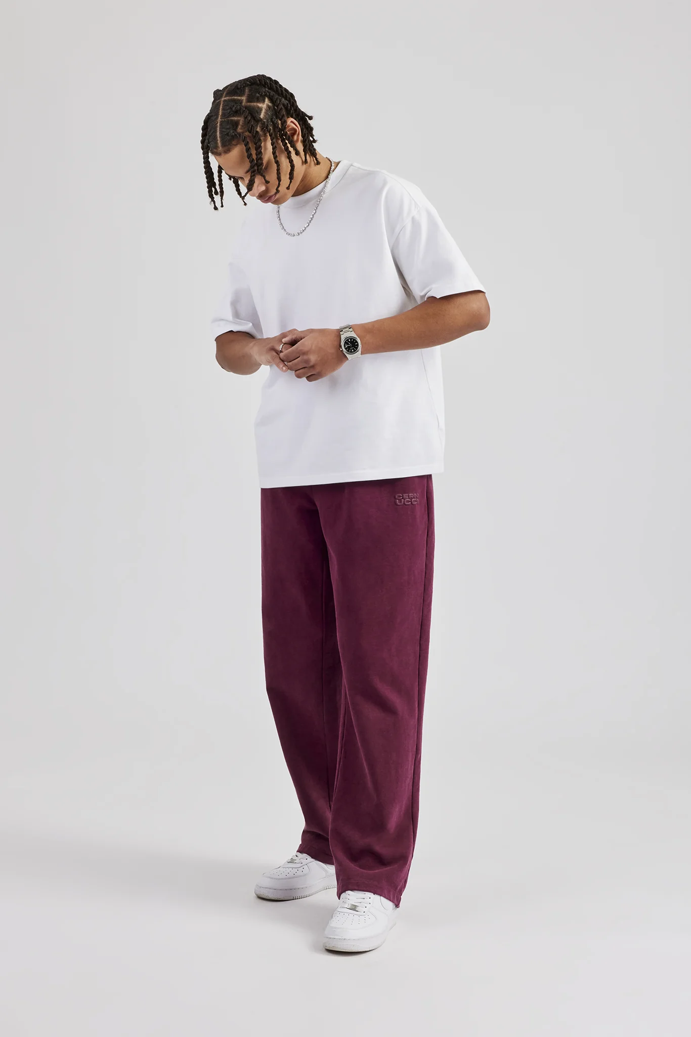 Washed Straight Leg Jogger - Burgundy - Image 4
